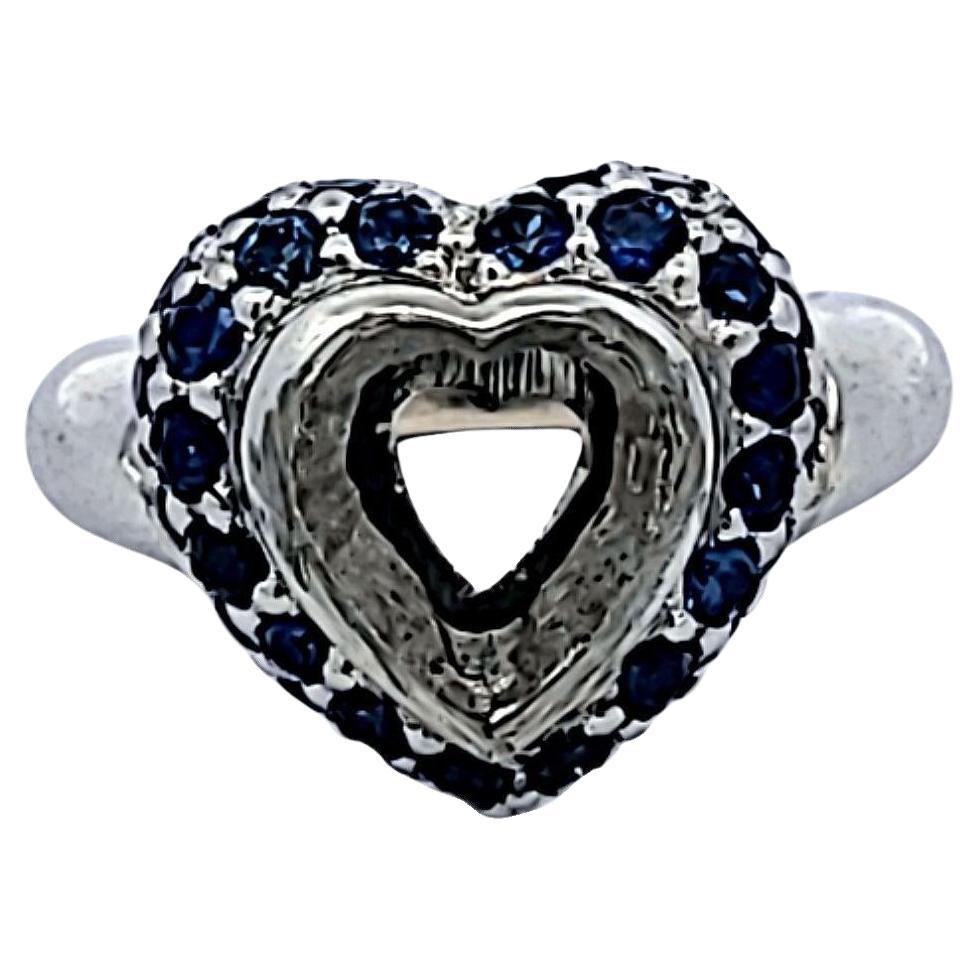 1.10 Carat Round Brilliant Sapphire Platinum Semi Mount Ring For Sale