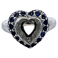 Used 1.10 Carat Round Brilliant Sapphire Platinum Semi Mount Ring