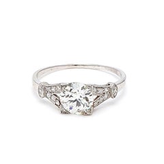 1.10 Carat Round Brilliant Shape J-VS1 Diamond Platinum Engagement Ring