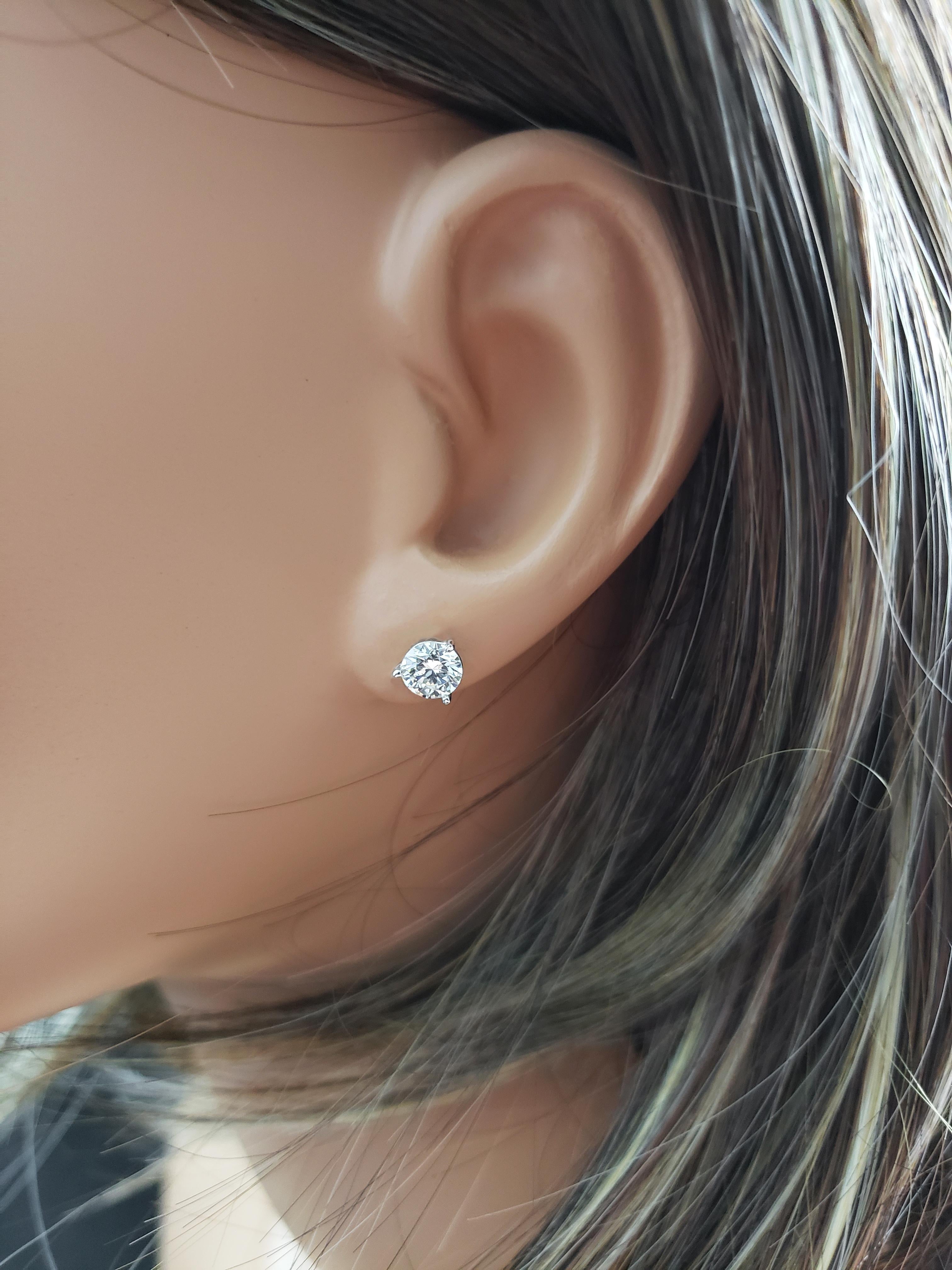 3 Carat Diamond Stud Earrings On Ear
