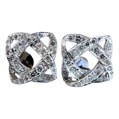 1.10 Carat Round Diamonds Endless Iconic Knot Stud Earrings 14 Karat