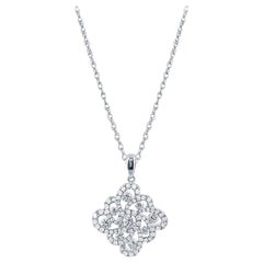 Collier pendentif en or blanc 18 carats avec diamants ronds de 1,10 carat