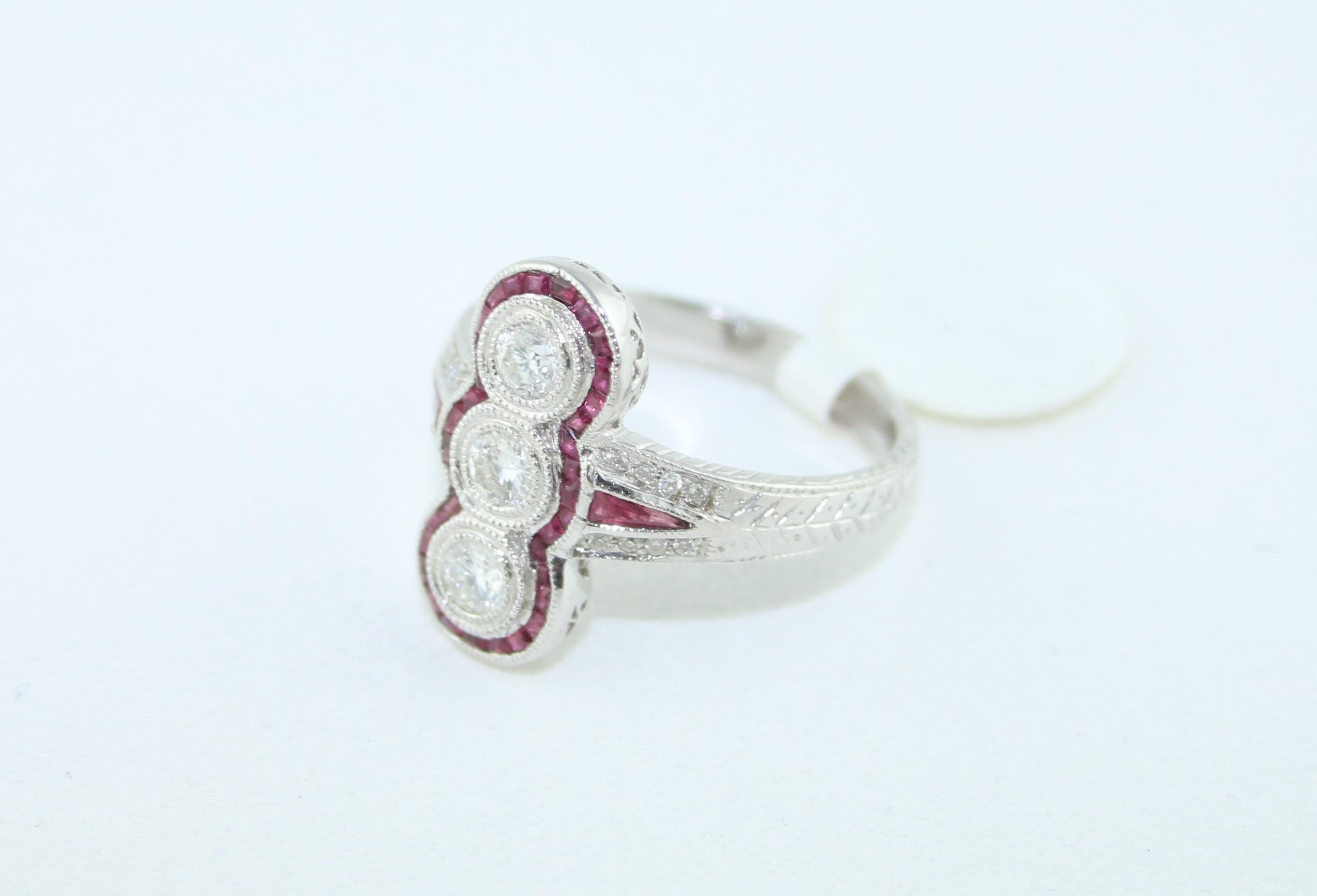1.10 Carat Ruby Diamond Gold Ring For Sale 2