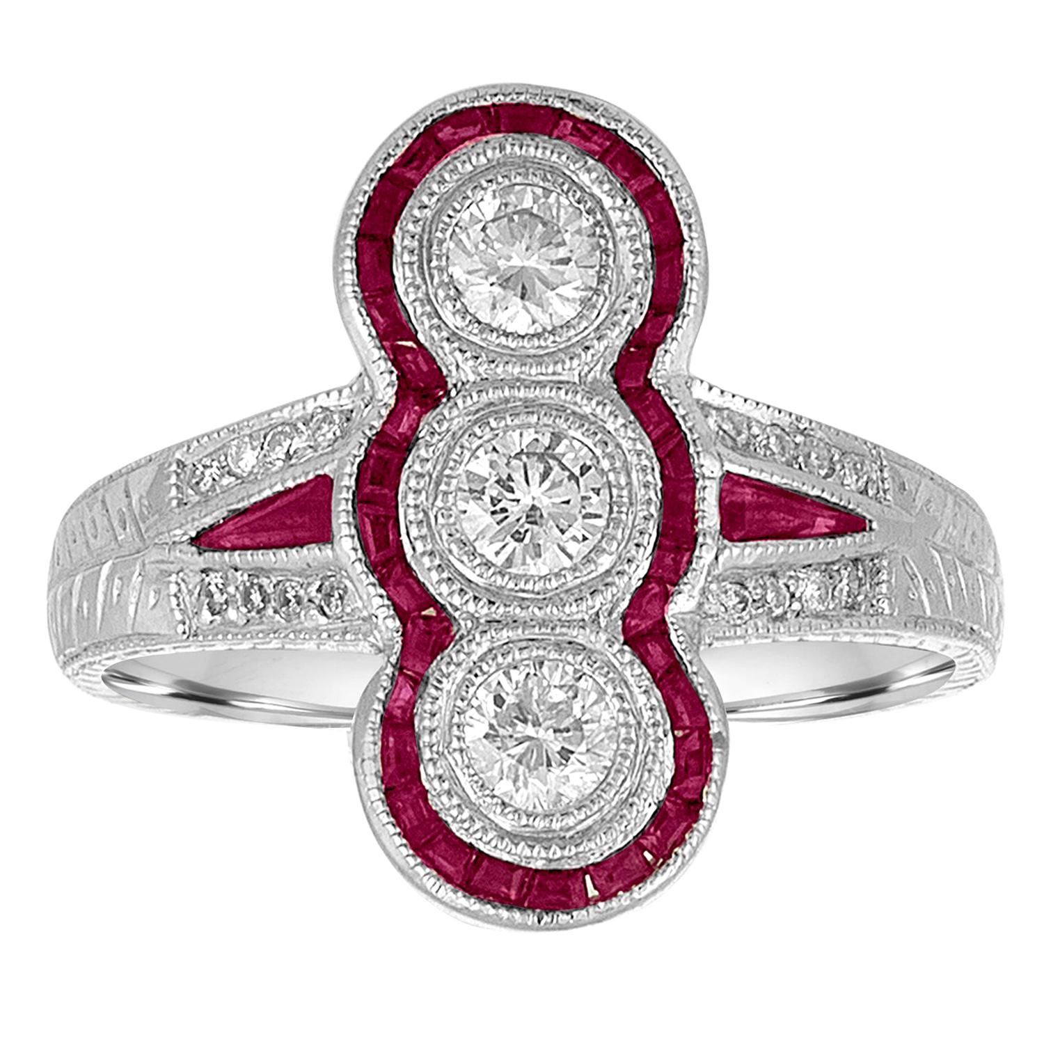 1.10 Carat Ruby Diamond Gold Ring For Sale