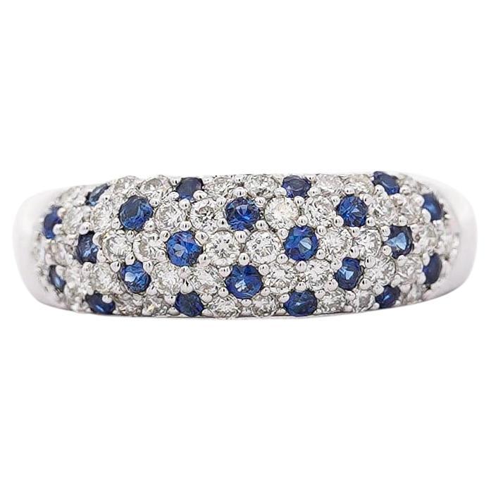 1.10 Carat Sapphire and Diamond Pave Cluster Platinum Band Ring For Sale