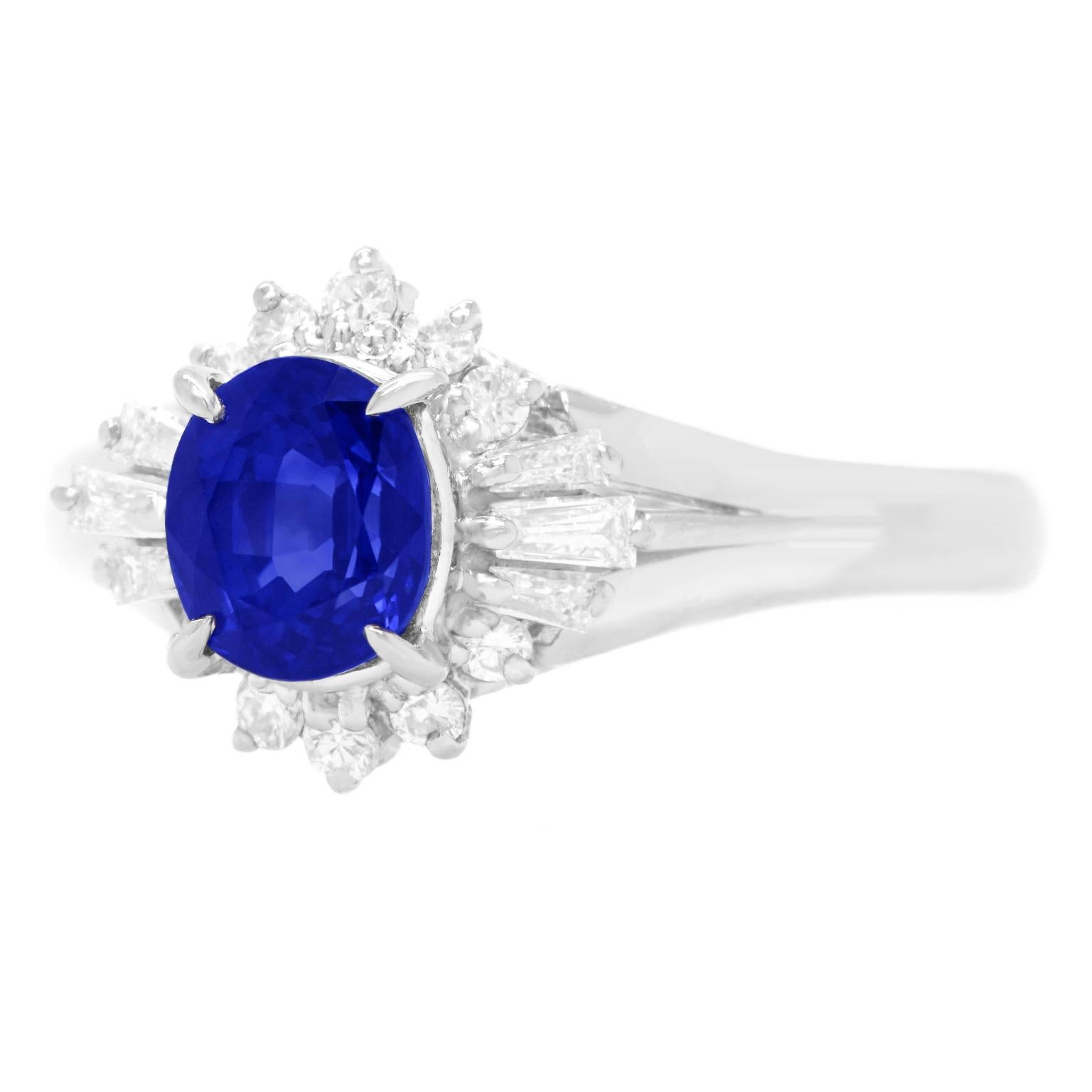 Brilliant Cut 1.10 Carat Sapphire and Diamond Ring