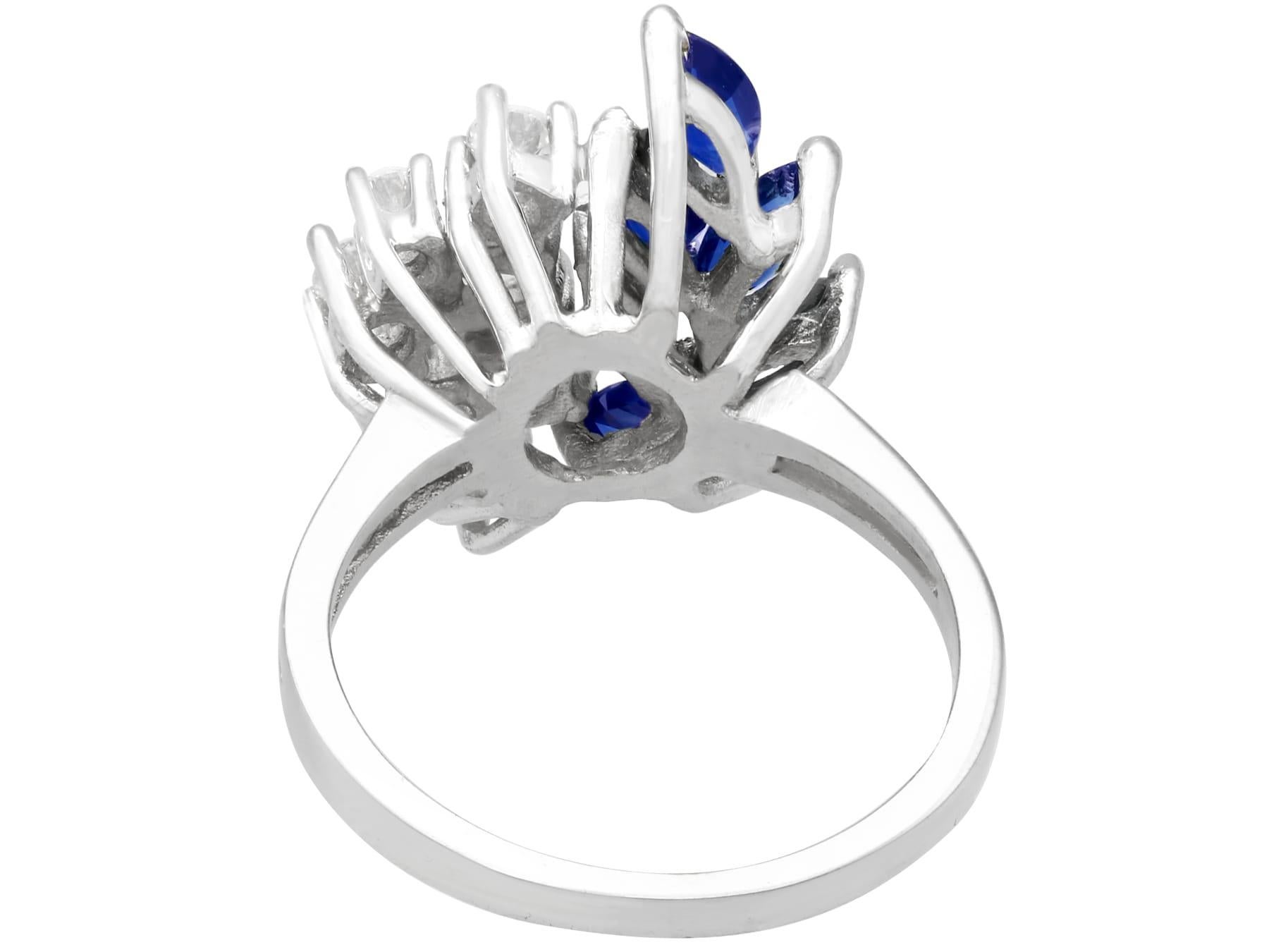 1.10 Carat Sapphire and Diamond White Gold Cocktail Ring In Excellent Condition For Sale In Jesmond, Newcastle Upon Tyne