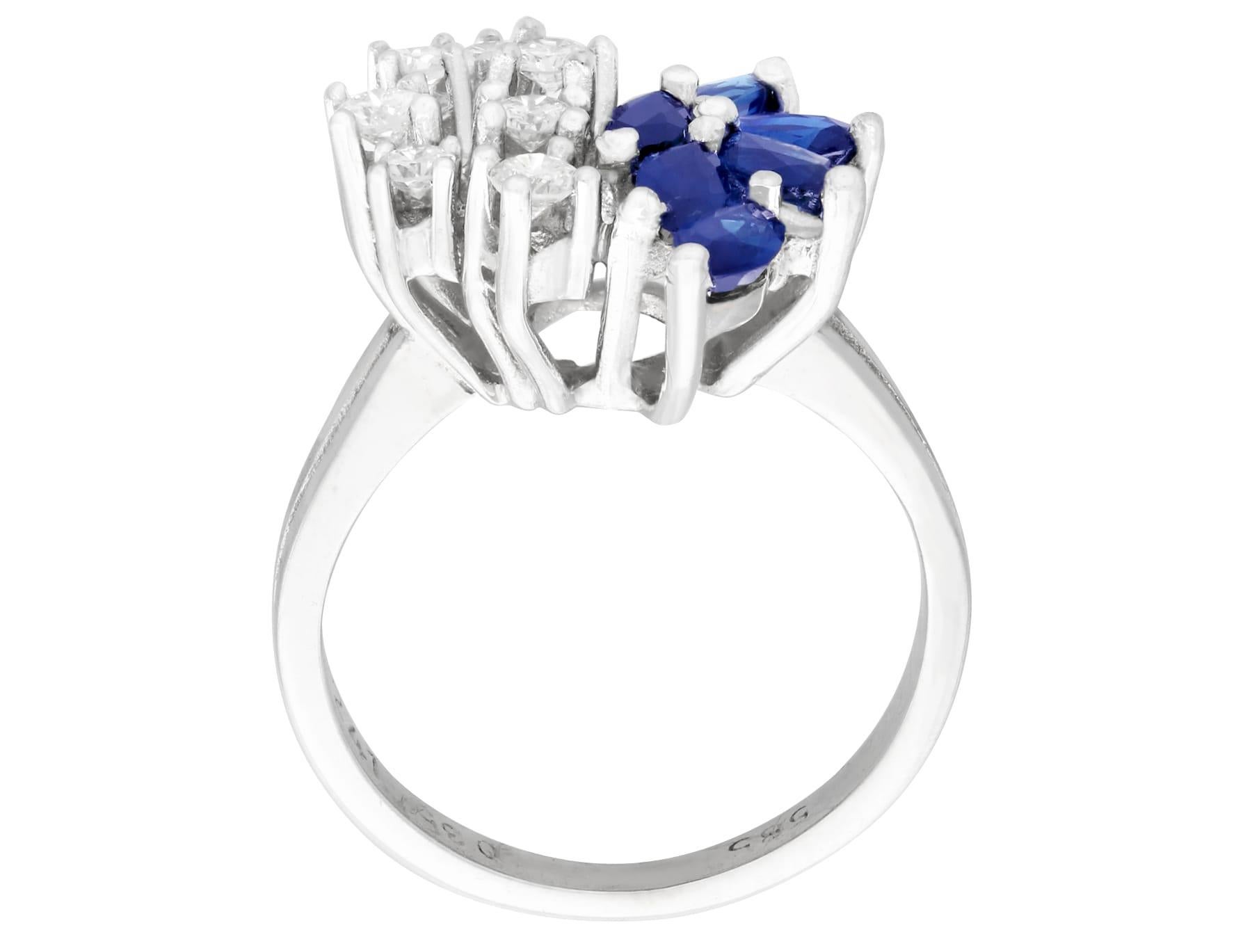 Women's 1.10 Carat Sapphire and Diamond White Gold Cocktail Ring For Sale
