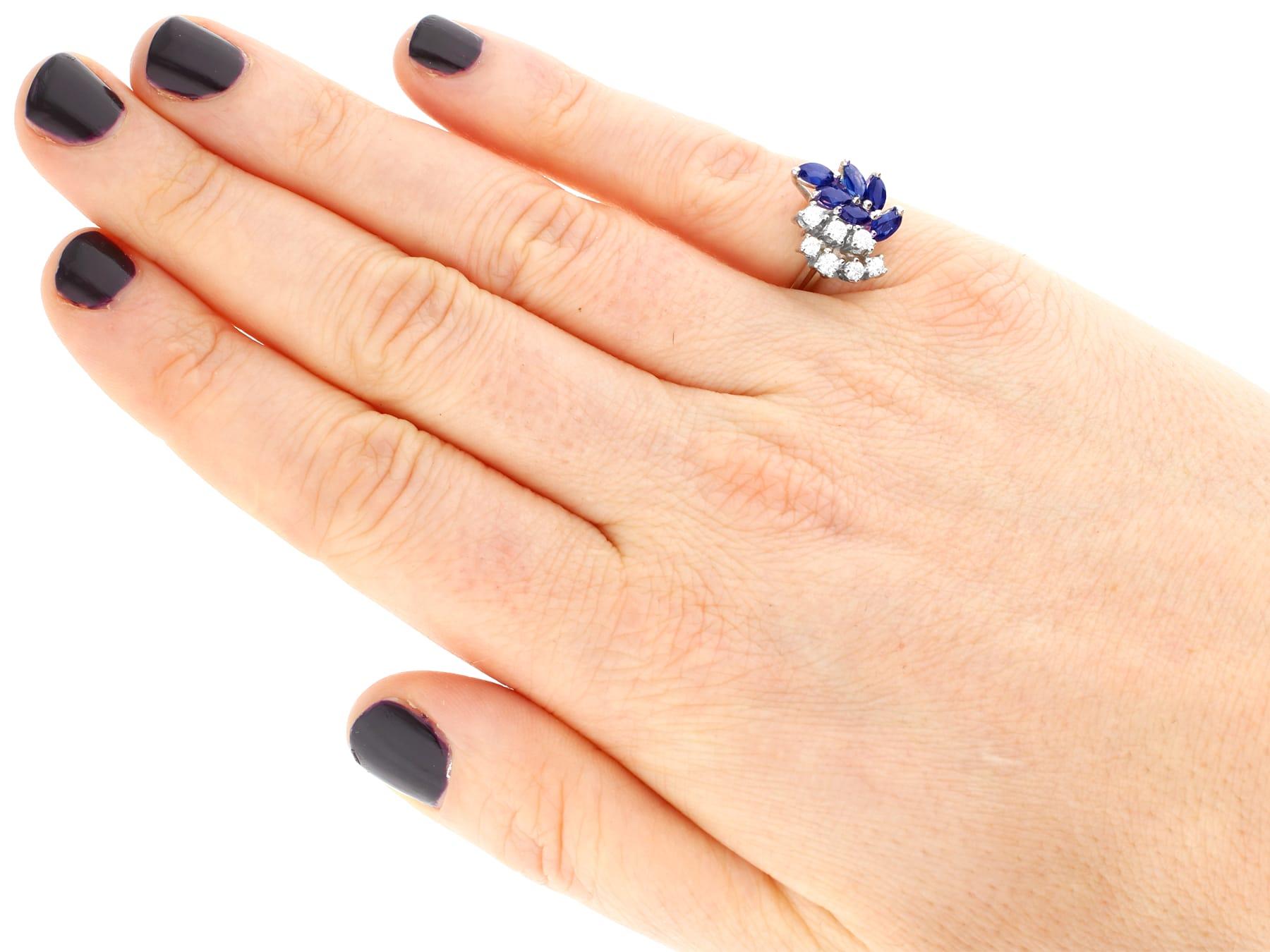1.10 Carat Sapphire and Diamond White Gold Cocktail Ring For Sale 1