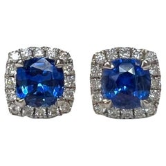 1.10 Carat Sapphire Halo Studs Earrings
