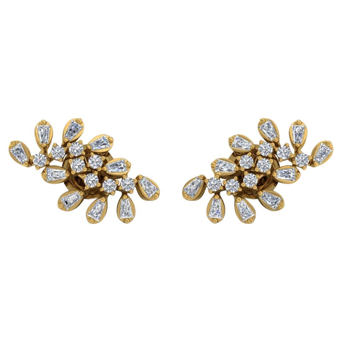 1.10 Carat SI Clarity HI Color Baguette Diamond Earrings 18 Karat White Gold