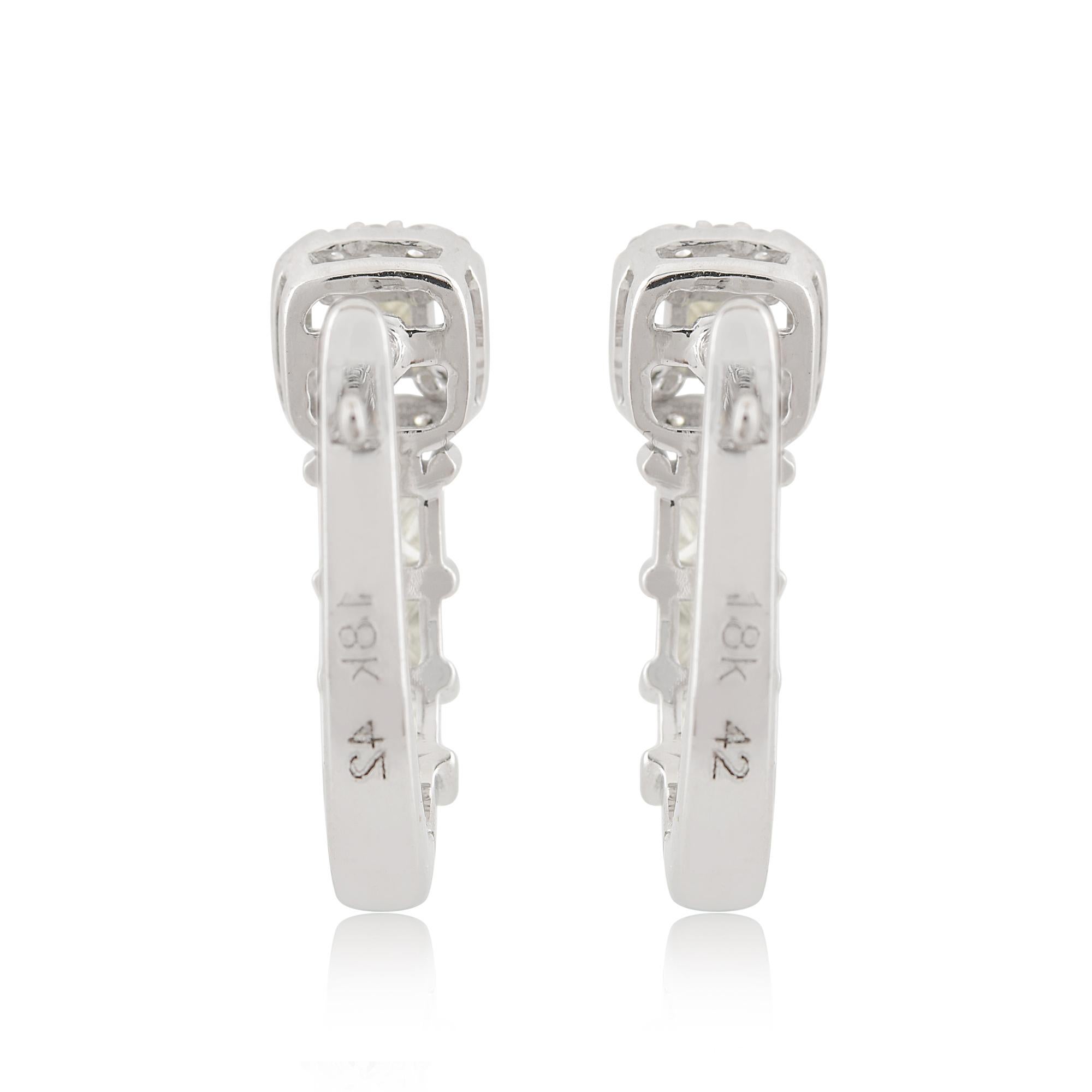 1,10 Karat SI Reinheit HI Farbe Diamant-Ohrringe mit Hebelverschluss aus 18 Karat Weißgold (Moderne) im Angebot