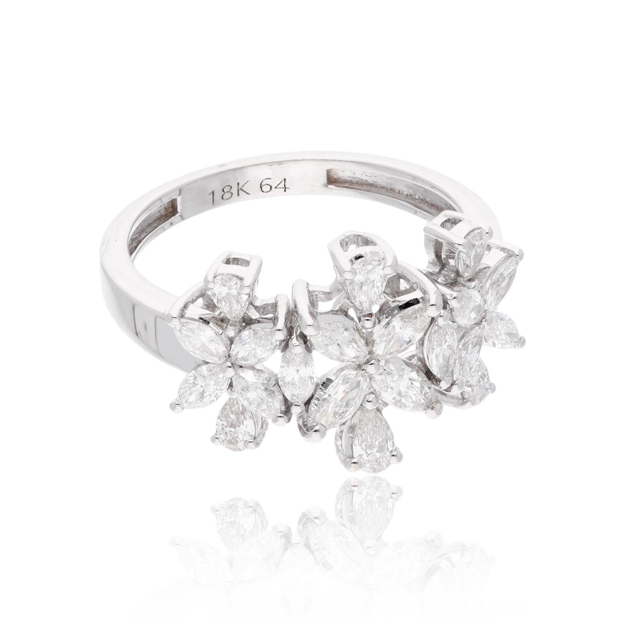1,10 Karat SI Reinheit HI Farbe Marquise Diamant Ring 18 Karat Weißgold Schmuck im Zustand „Neu“ im Angebot in Diera, Dubai