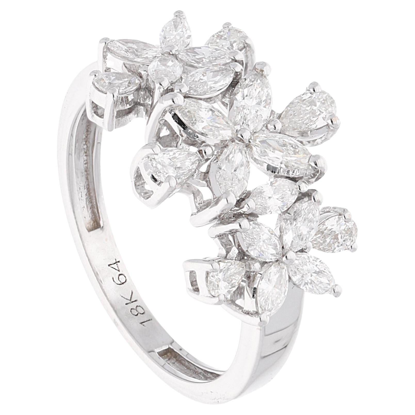 1.10 Carat SI Clarity HI Color Marquise Diamond Ring 18 Karat White Gold Jewelry