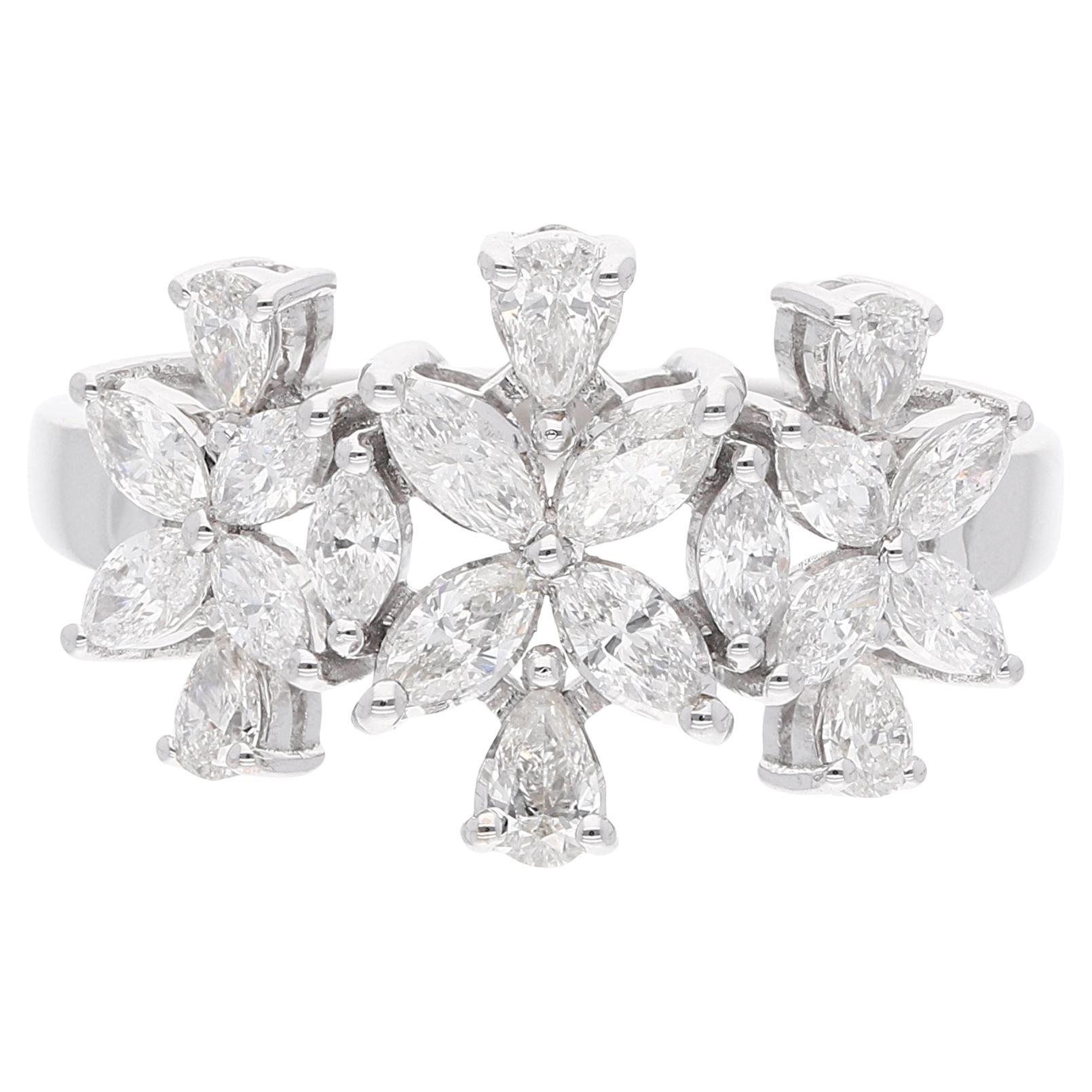 1,10 Karat SI Reinheit HI Farbe Marquise Diamant Ring 18 Karat Weißgold Schmuck