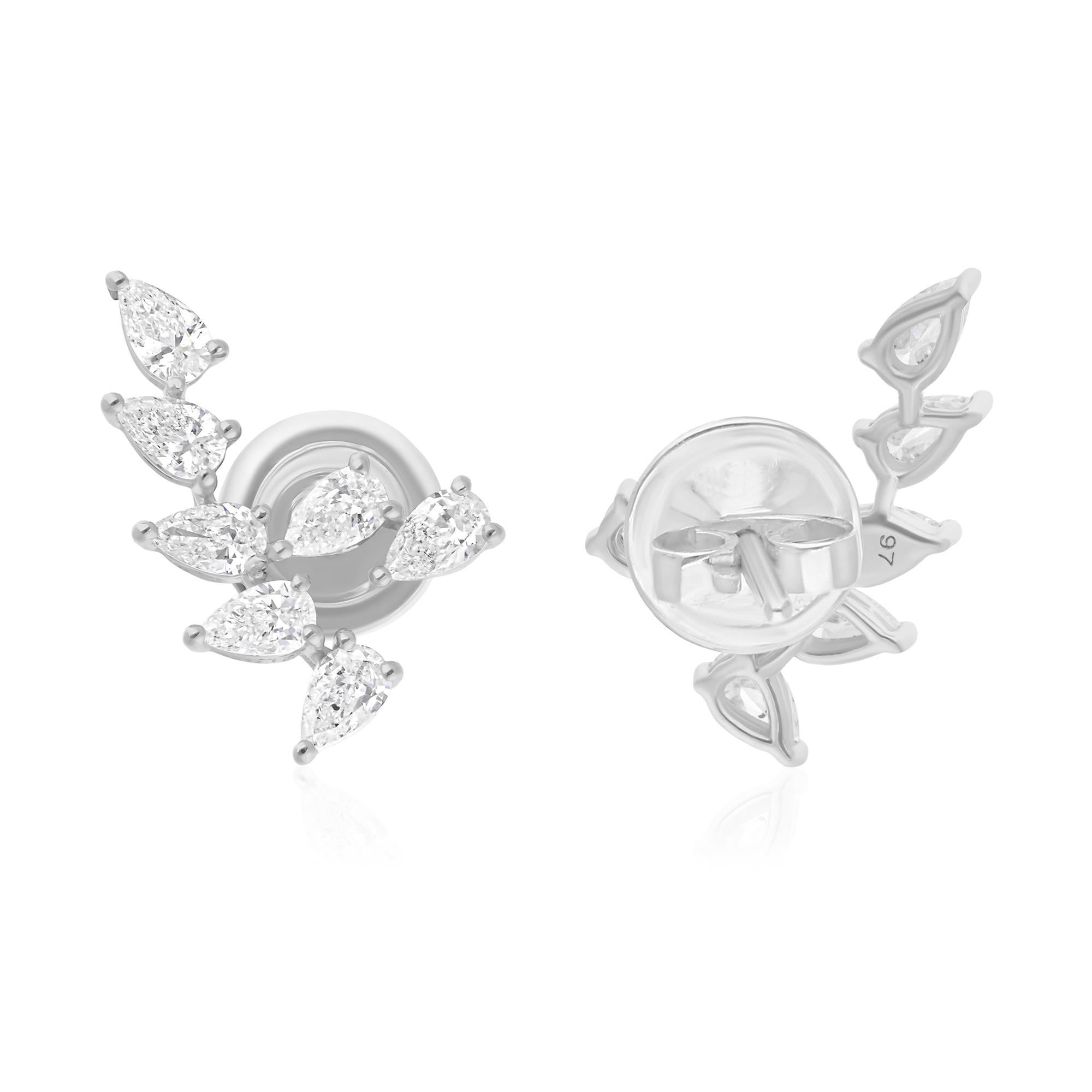 1,10 quilates SI Claridad HI Color Pendientes de diamantes pera Joyas de oro blanco de 14 quilates en venta 2
