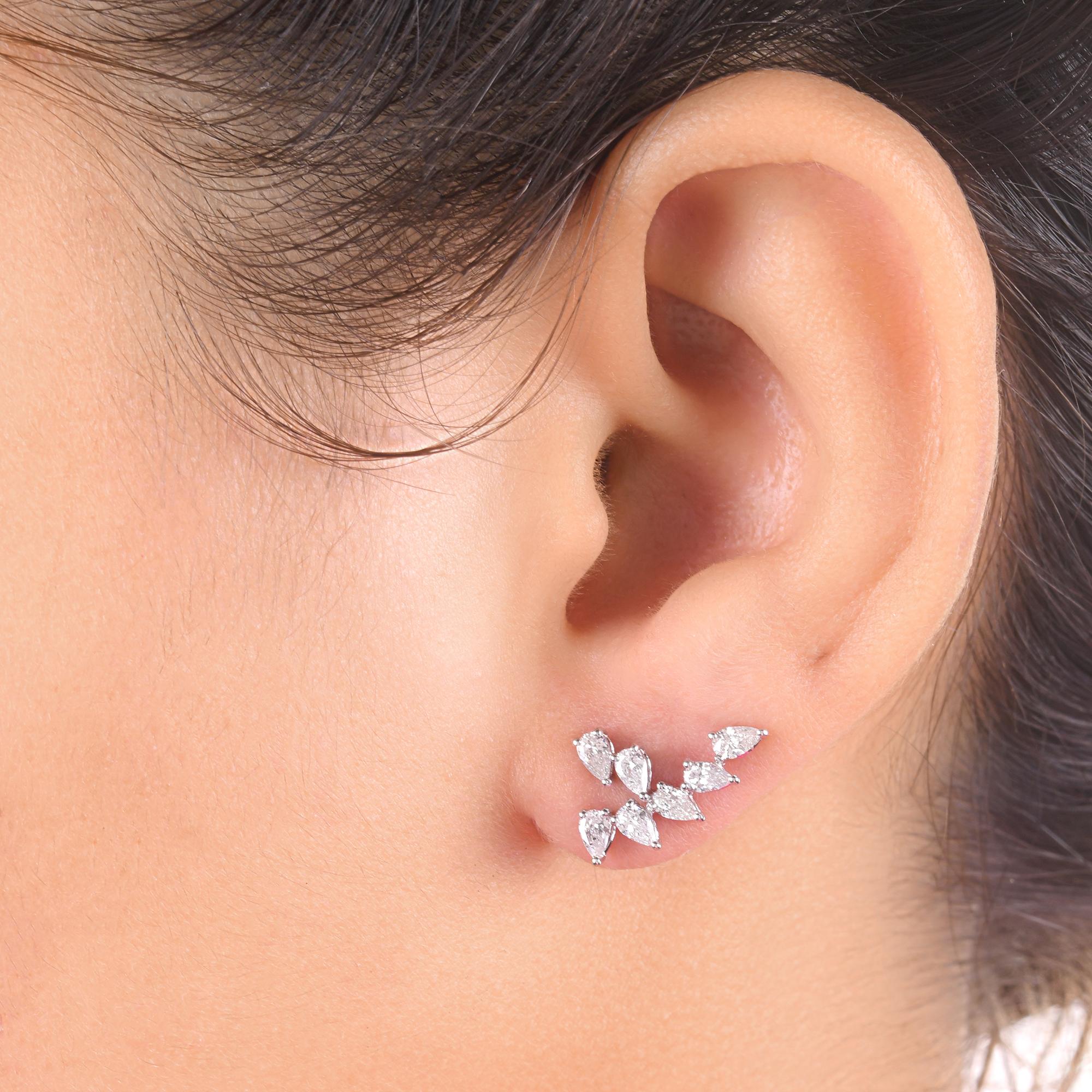 1,10 quilates SI Claridad HI Color Pendientes de diamantes pera Joyas de oro blanco de 18 quilates Moderno en venta