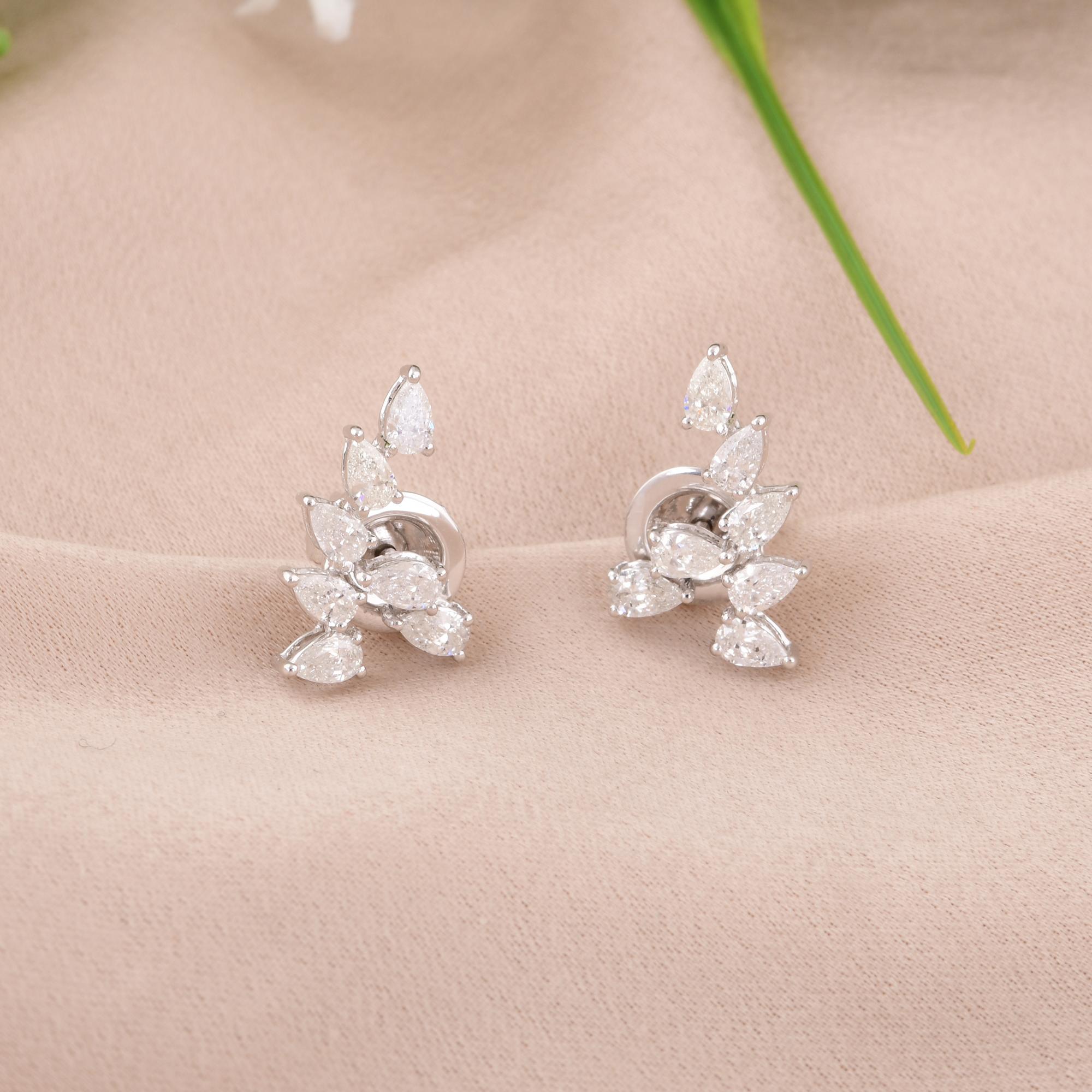 1,10 quilates SI Claridad HI Color Pendientes de diamantes pera Joyas de oro blanco de 18 quilates en Nuevo estado para la venta en Diera, Dubai