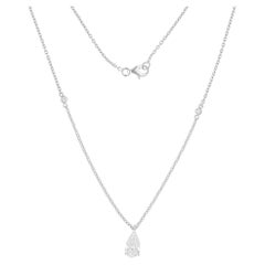 1.10 Carat SI/H Pear Brilliant Cut Diamond Necklace 18 Karat White Gold Jewelry
