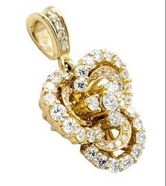 Round Diamond Trefoil Motif Slider Pendant in 14 Karat Yellow Gold
