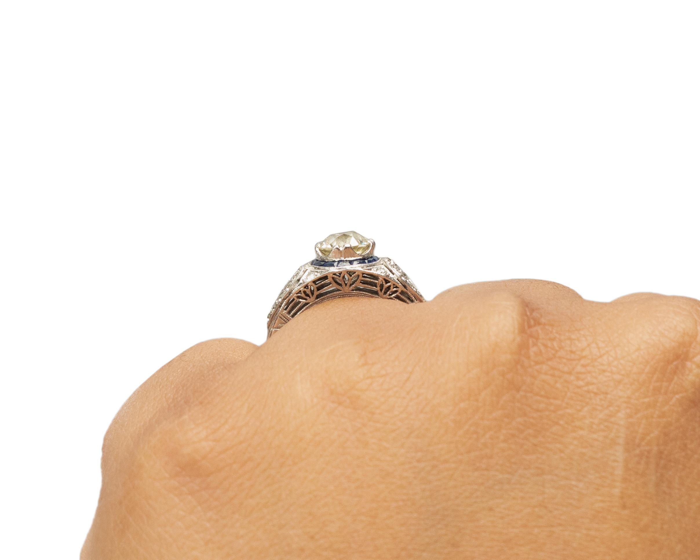 Old European Cut 1.10 Carat Total Weight Art Deco Diamond Platinum Engagement Ring For Sale