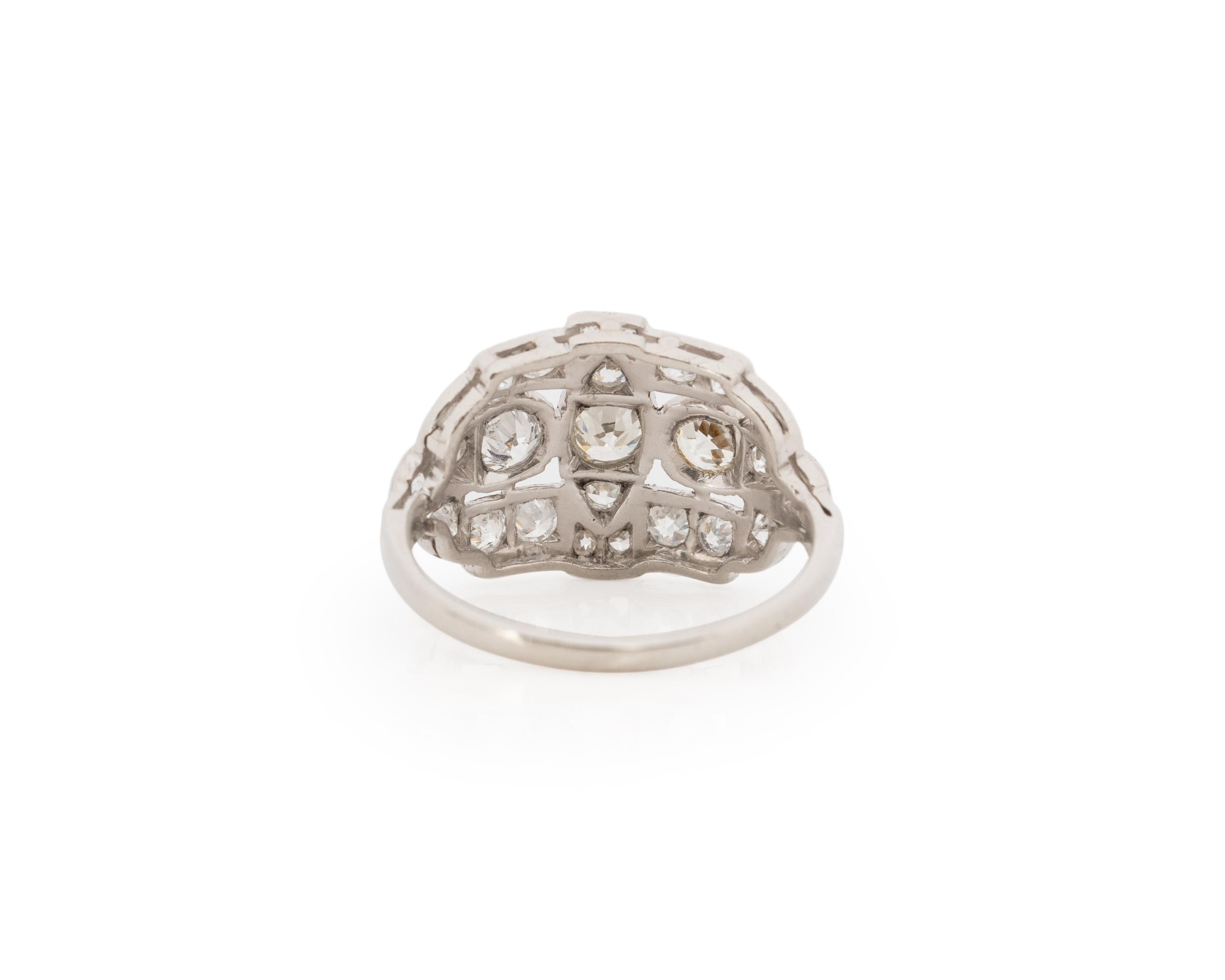 1.10 Carat Total Weight Art Deco Diamond Platinum Engagement Ring In Good Condition For Sale In Atlanta, GA