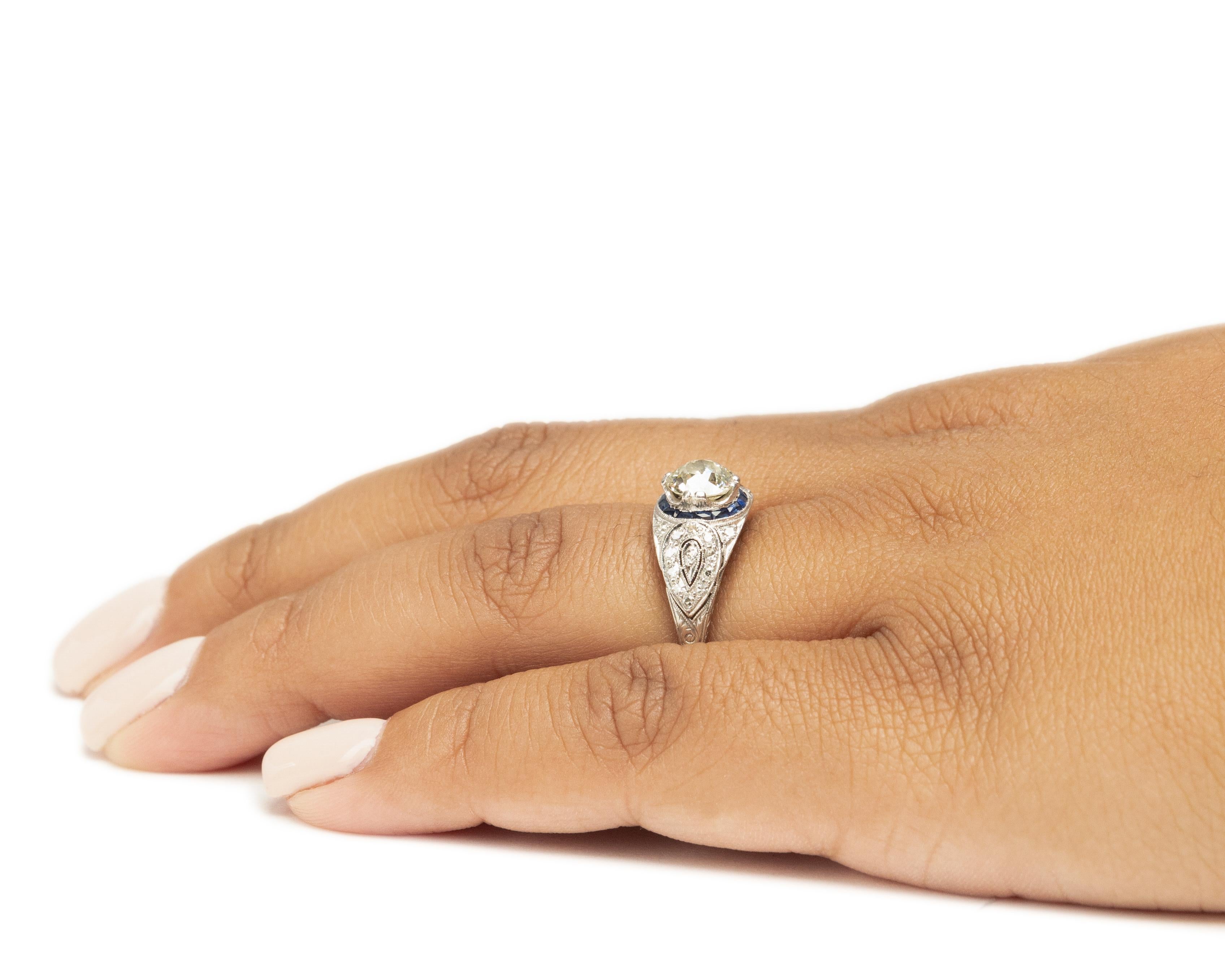 1.10 Carat Total Weight Art Deco Diamond Platinum Engagement Ring In Good Condition For Sale In Atlanta, GA