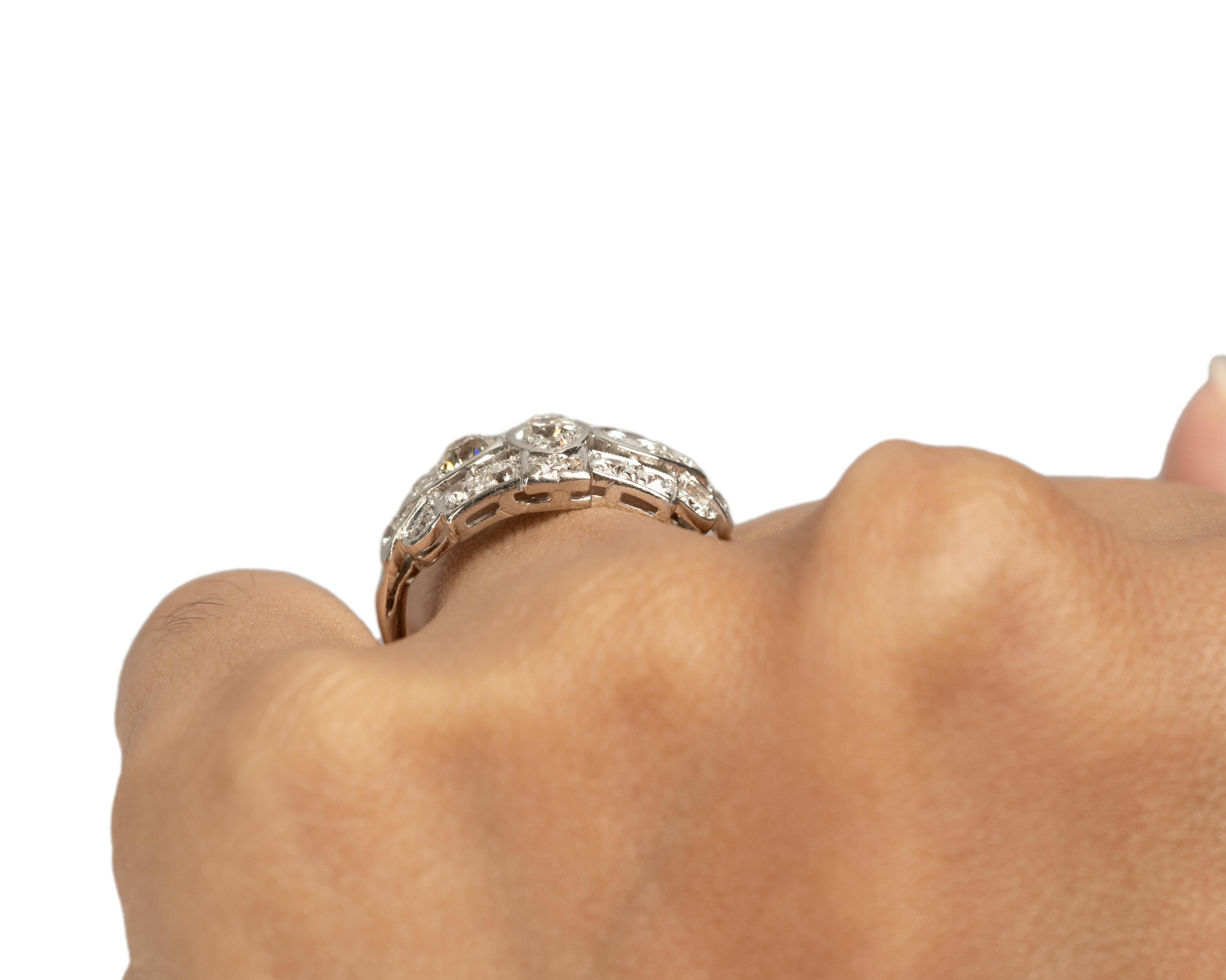 1.10 Carat Total Weight Art Deco Diamond Platinum Engagement Ring For Sale 1