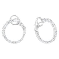 1.10 Carat Total Weight Graduated Diamond Lever-Back Hoop Earrings in 14W ref547