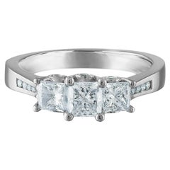 1.10 Carat Total Weight, Platinum Diamond Ring, Princess Cut Center Stones