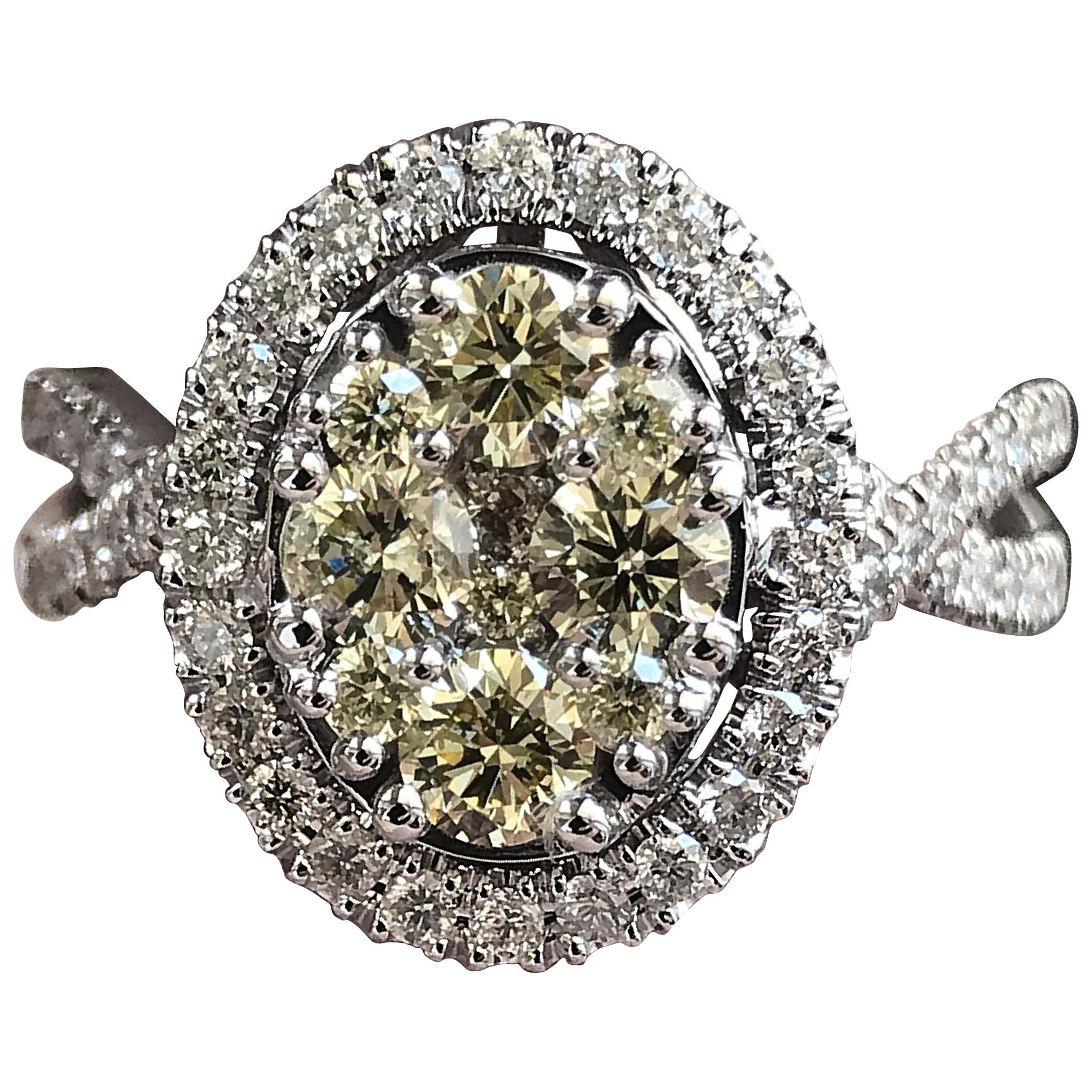 1,10 Karat TW Gelber und weißer Diamantring 14 Karat