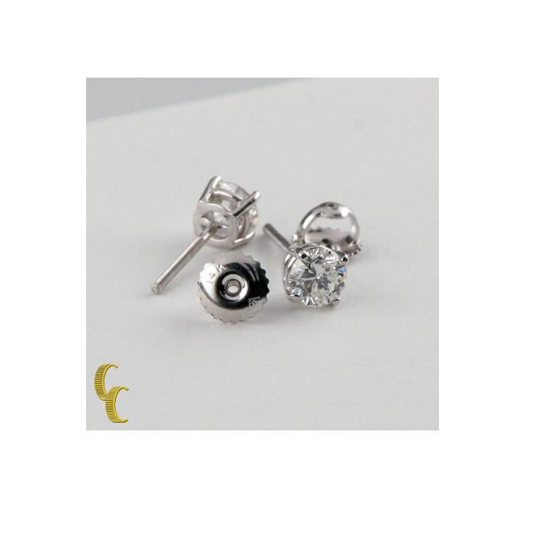 1.10 Carat White Gold Round Brilliant Diamond ScrewBack Stud Earrings