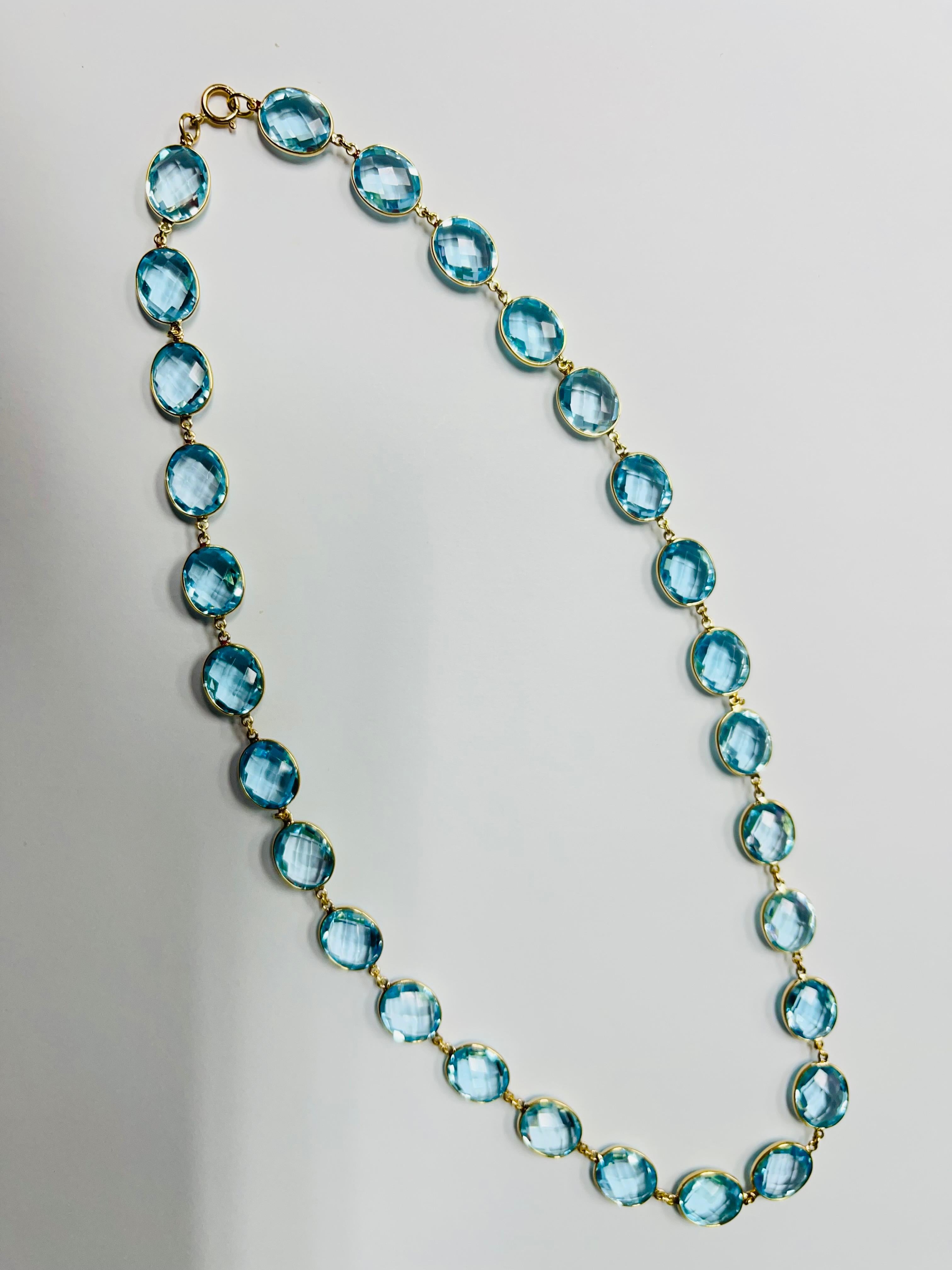 110 Carats Blue Topaz Necklace in 18K Yellow Gold In New Condition In New York, NY