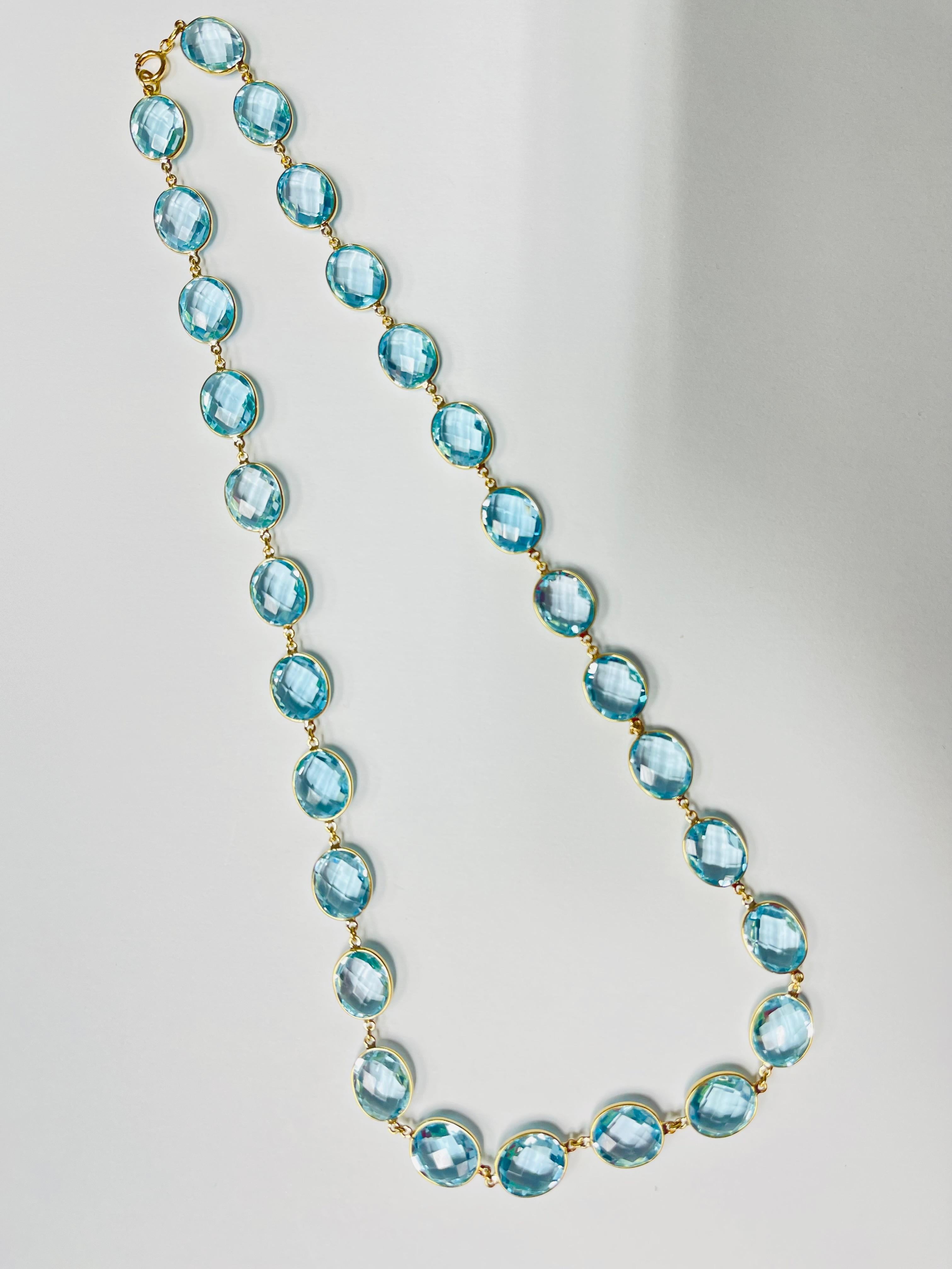 Women's 110 Carats Blue Topaz Necklace in 18K Yellow Gold