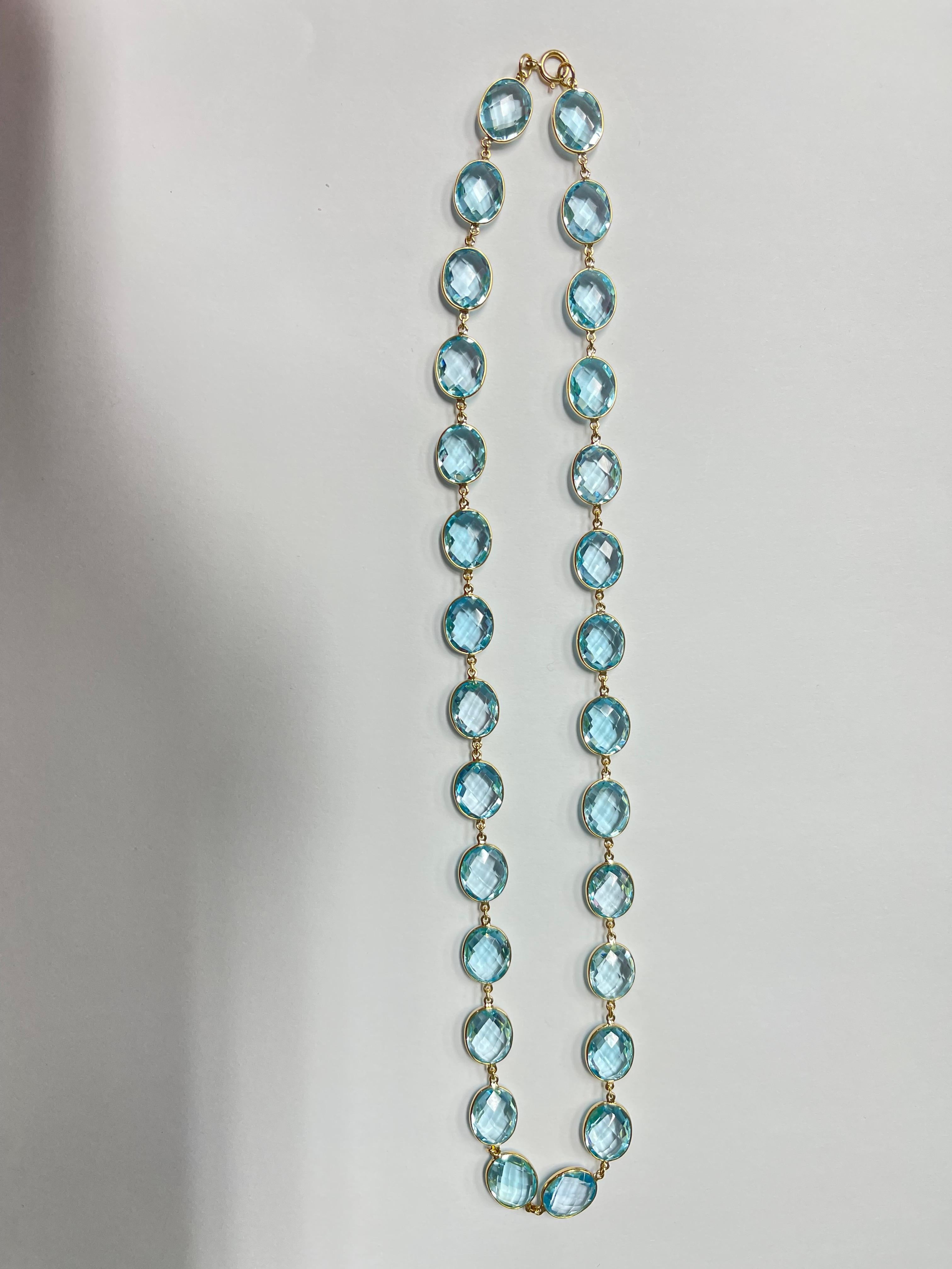 110 Carats Blue Topaz Necklace in 18K Yellow Gold 2