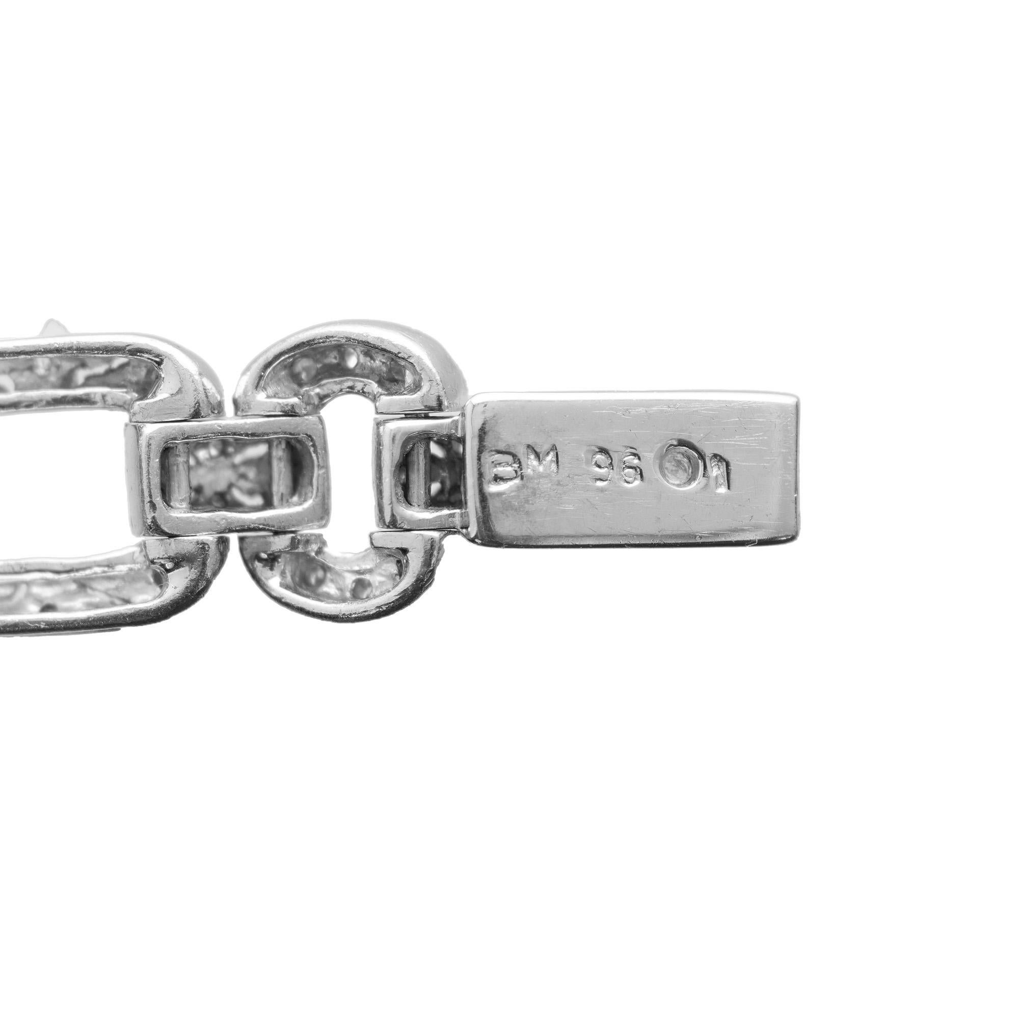 1.10 Carats Diamond Bead Set Hand Engraved Gold Link Bracelet For Sale 2