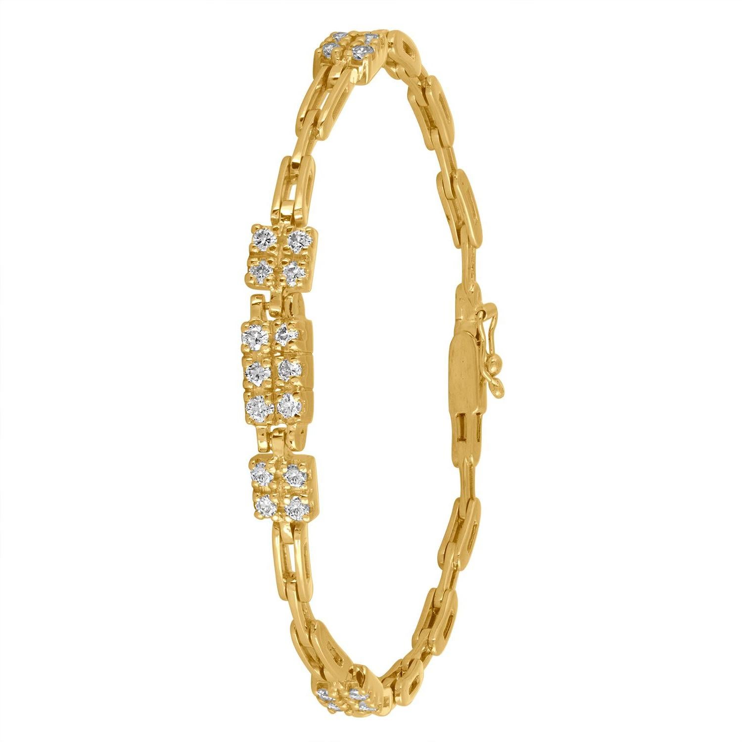 1.10 Carats Diamonds Gold Link Bracelet In New Condition In New York, NY