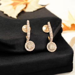 Orecchini pendenti con diamanti tondi e brillanti da 1,10 carati F/VS1 in oro rosa 14K