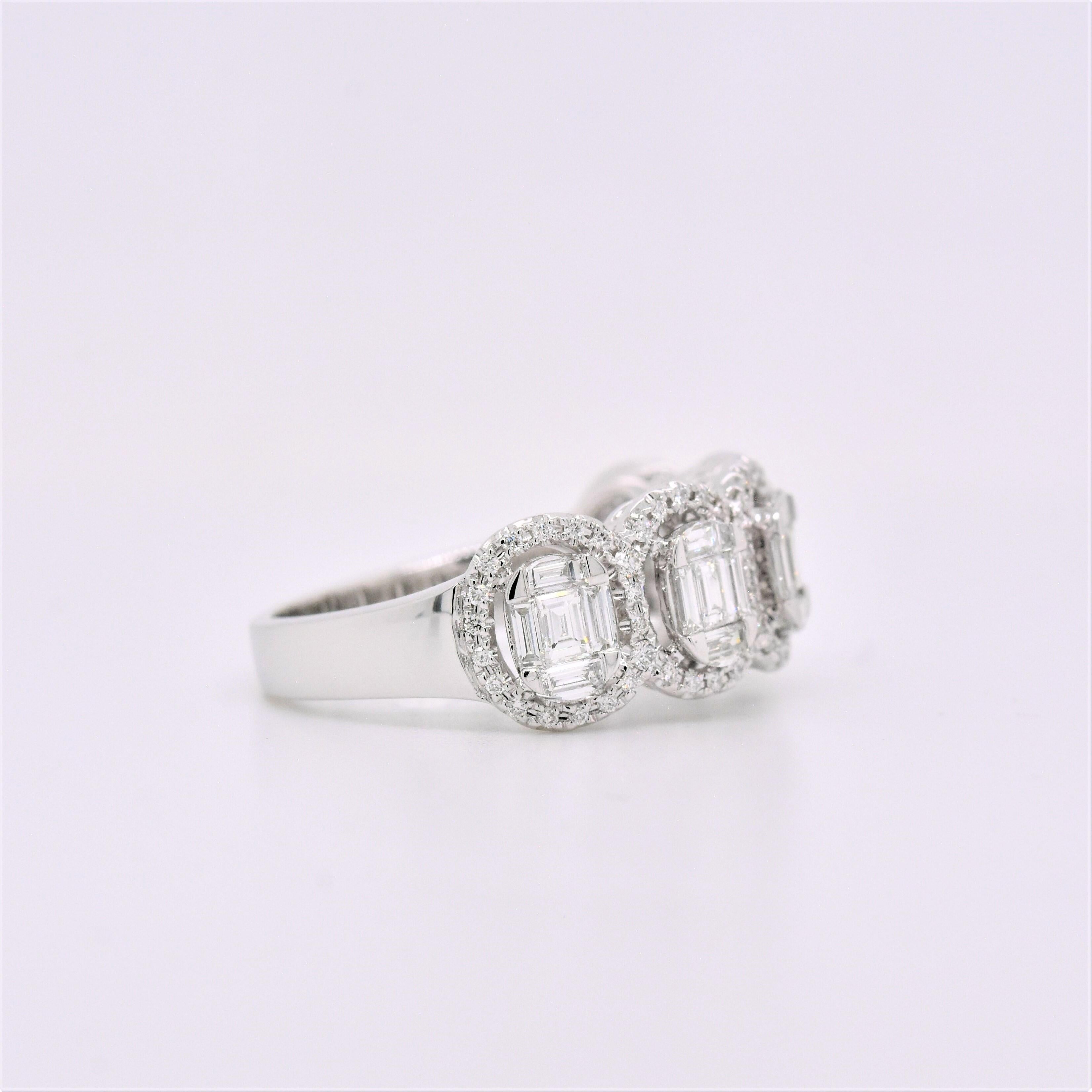 Contemporary 1.10 Carat Multi Baguette Diamond Frame Ring in 18 Karat White Gold