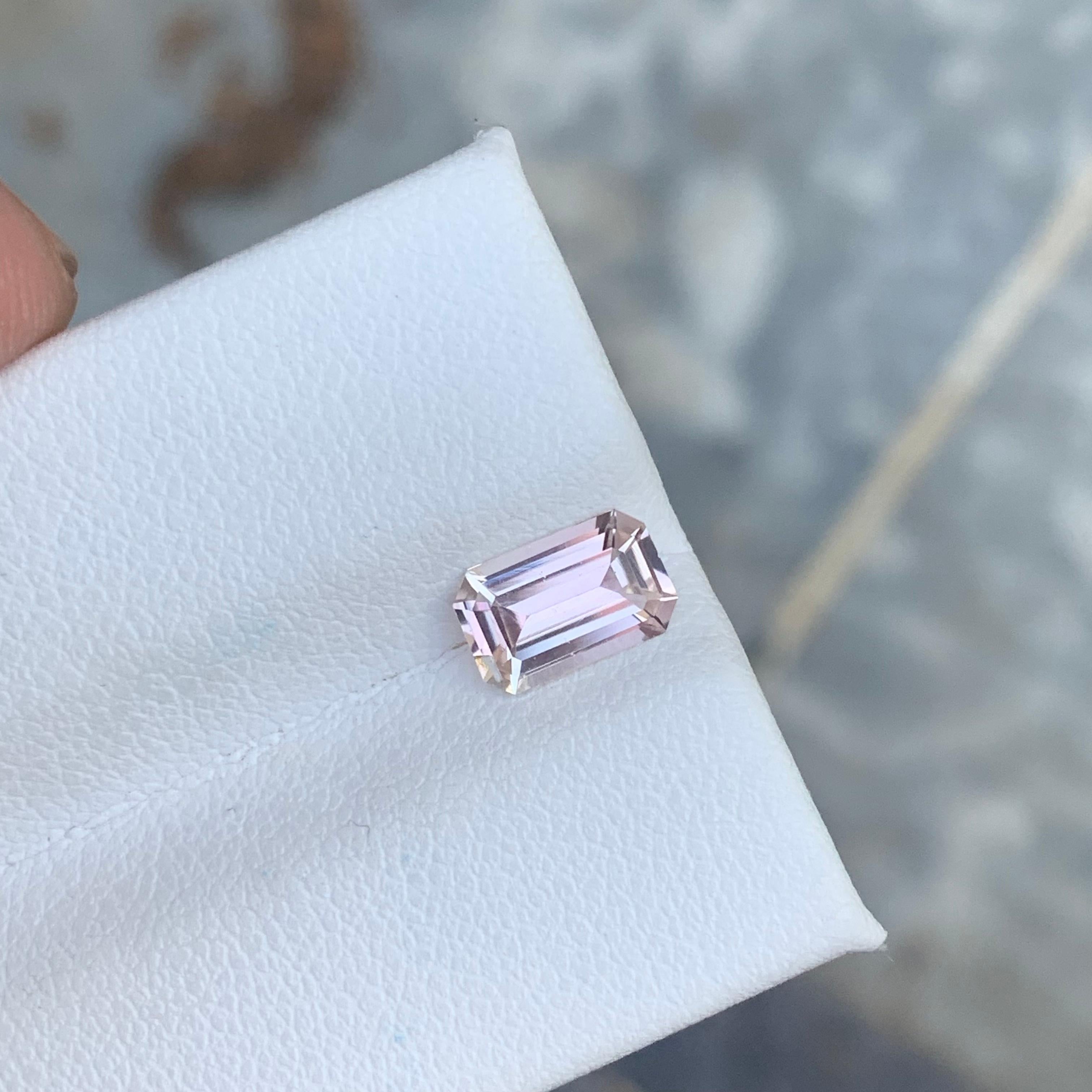 Emerald Cut 1.10 Carats Natural Loose Pale Pink Tourmaline Gemstone Emerald Shaped For Sale