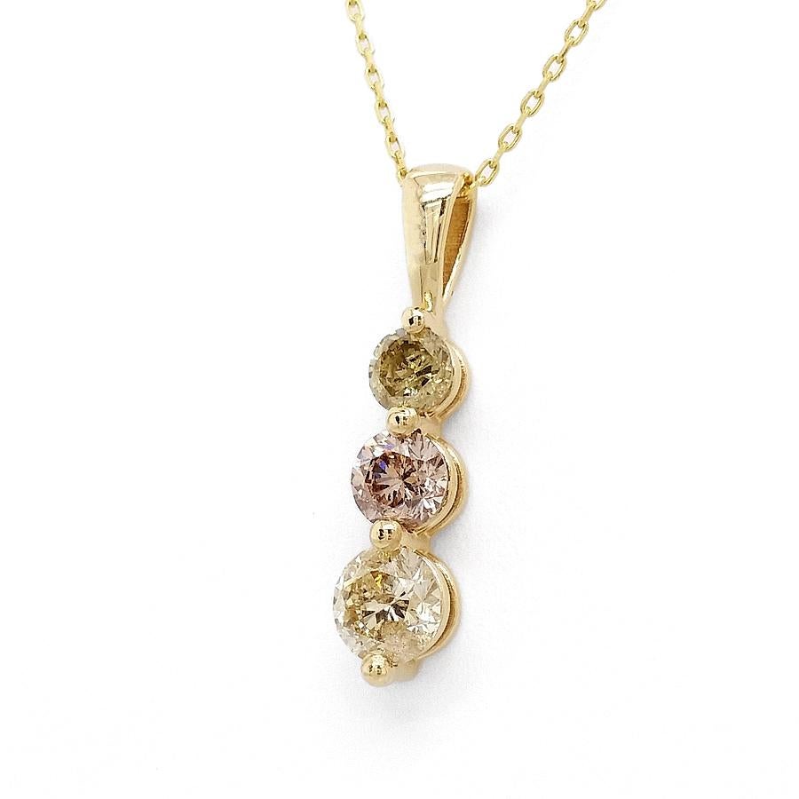Three breathtaking mix color diamonds one atop the other totaling 1.10 carats are beautifully crafted in 14kt yellow gold and will make a perfect match for your beautiful evening dress, giving you the sparkle, you always dreamed about.

For more