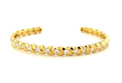 Bracelet manchette en or jaune 18 carats avec diamants de 1,10 carat au total