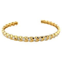 1.10 Carats Total Diamond Cuff Bracelet in 18k Yellow Gold