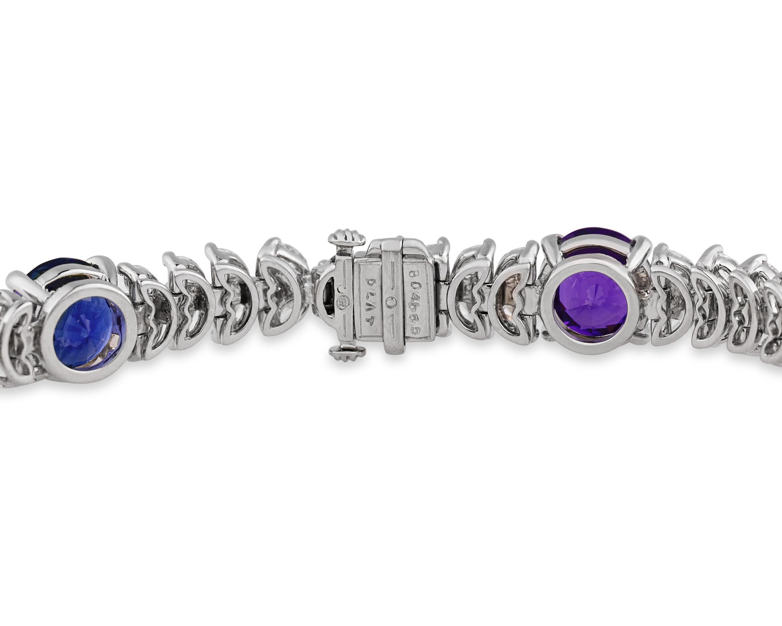 Modern 110 Collection Fancy Colored Sapphire and Tsavorite Bracelet, 13.05 Carats