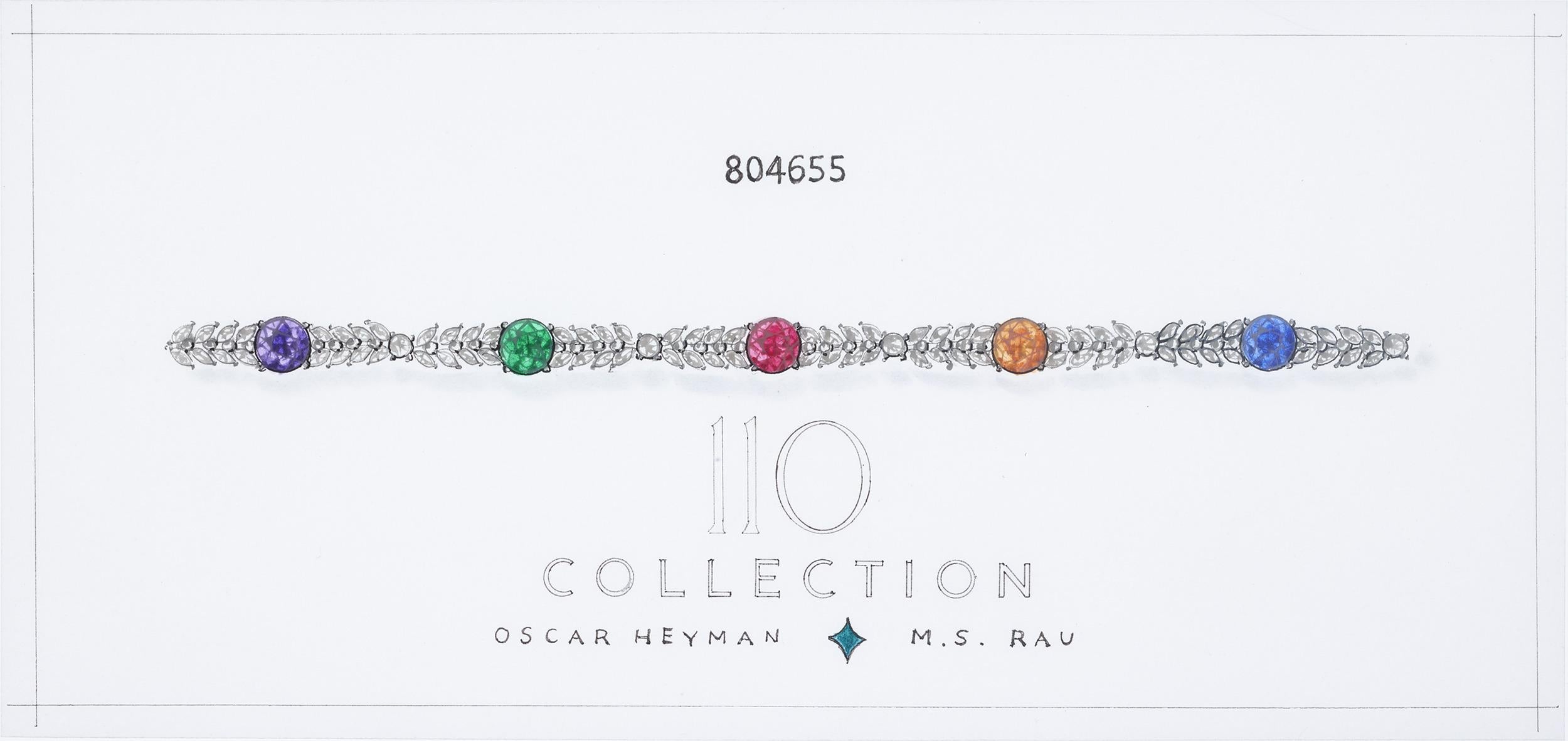 110 Collection Fancy Colored Sapphire and Tsavorite Bracelet, 13.05 Carats In New Condition In New Orleans, LA