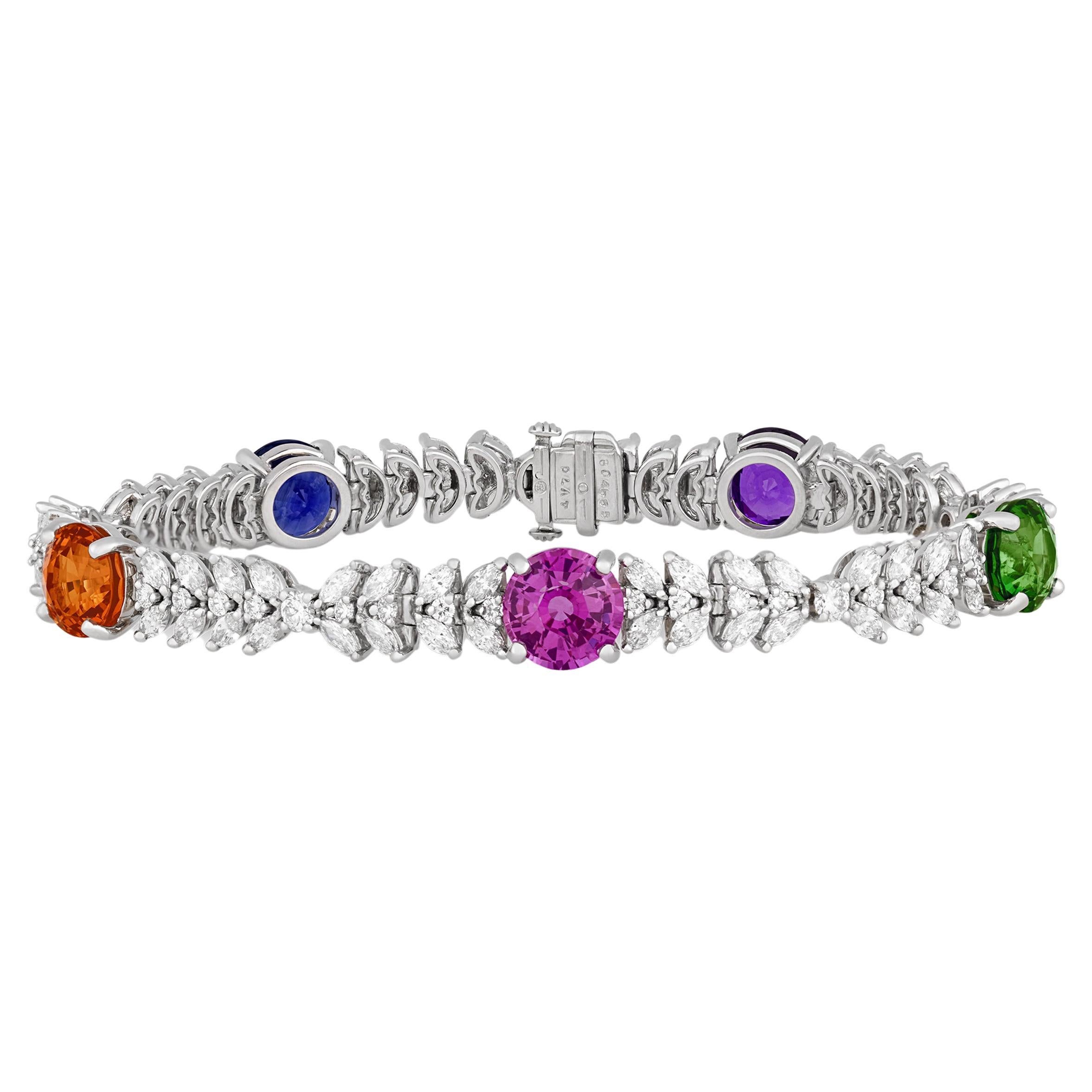 110 Collection Fancy Colored Sapphire and Tsavorite Bracelet, 13.05 Carats