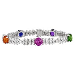 110 Collection Fancy Colored Sapphire and Tsavorite Bracelet, 13.05 Carats