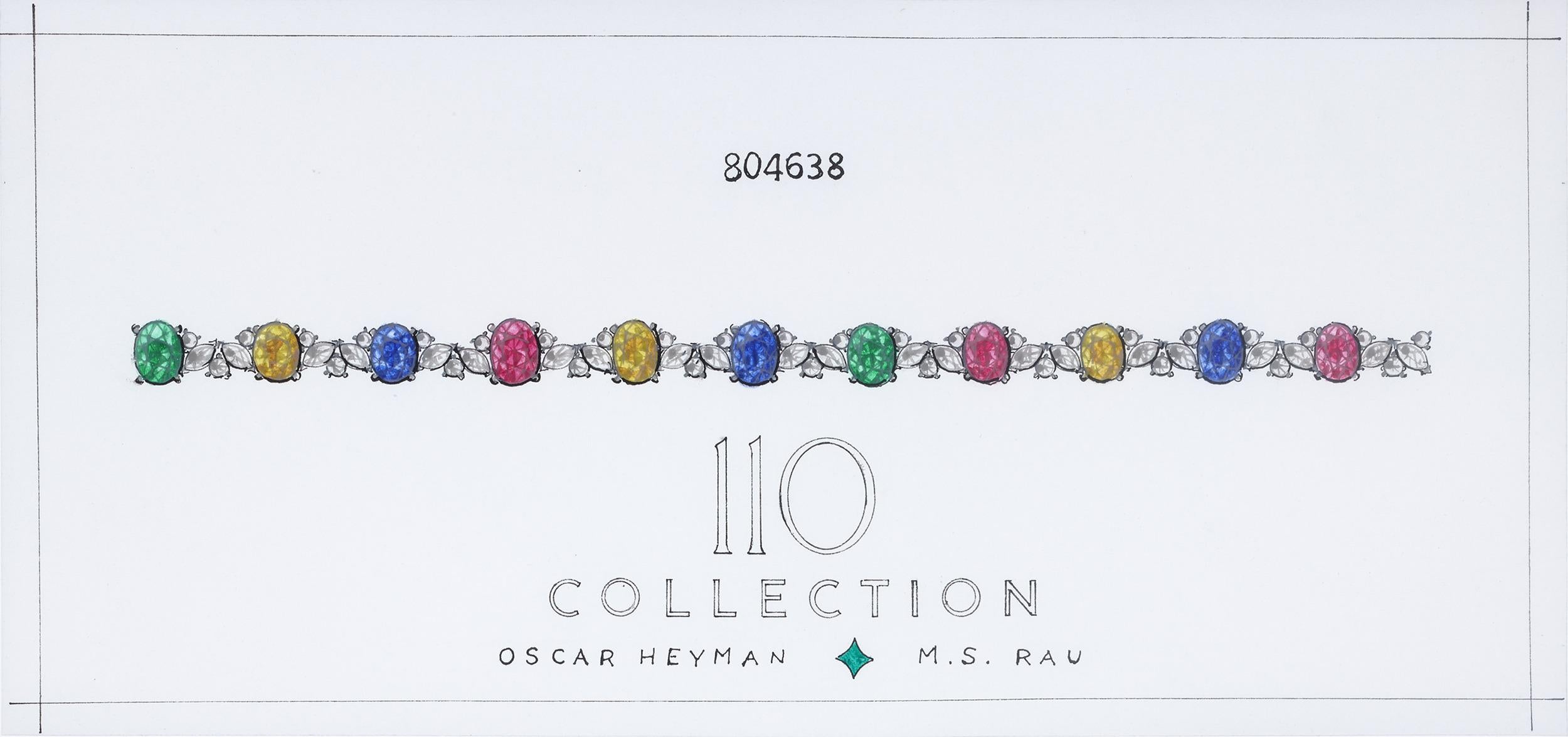 110 Collection Multi-Color Sapphire, Tsavorite and Diamond Bracelet In New Condition In New Orleans, LA