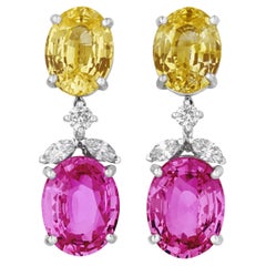 110 Collection Pink and Yellow Sapphire Earrings, 12.50 Carats