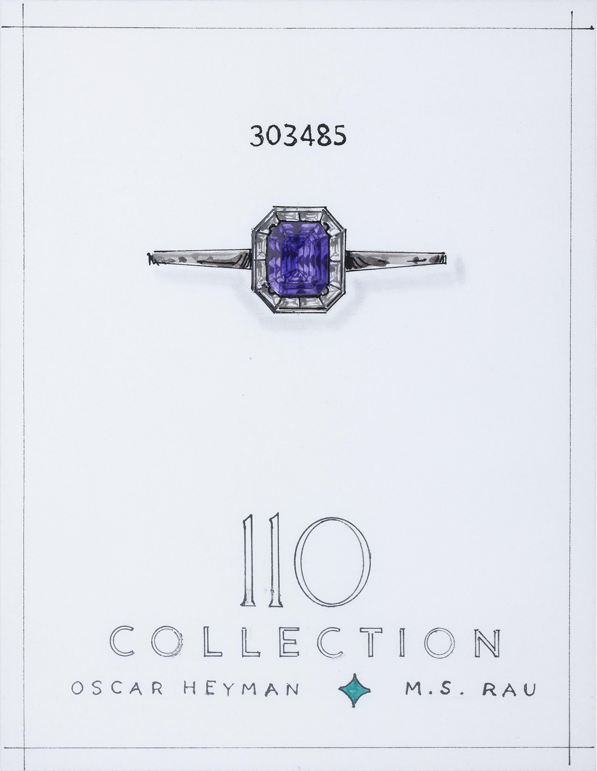 Octagon Cut 110 Collection Purple Ceylon Sapphire Ring, 10.86 Carats